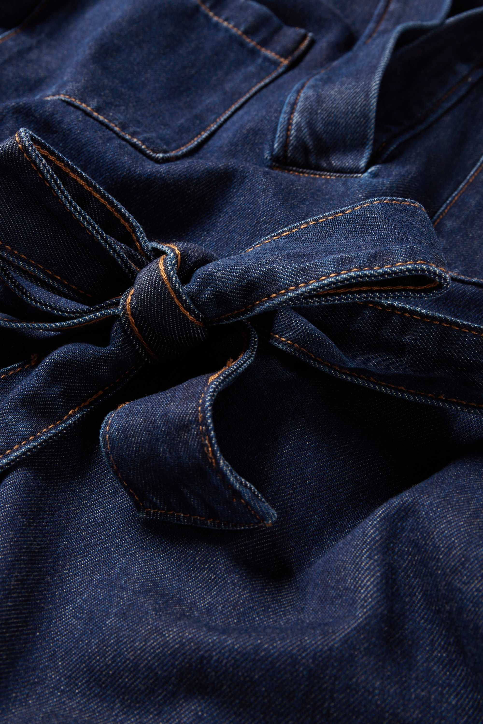 V-neck denim tunic dress dark blue