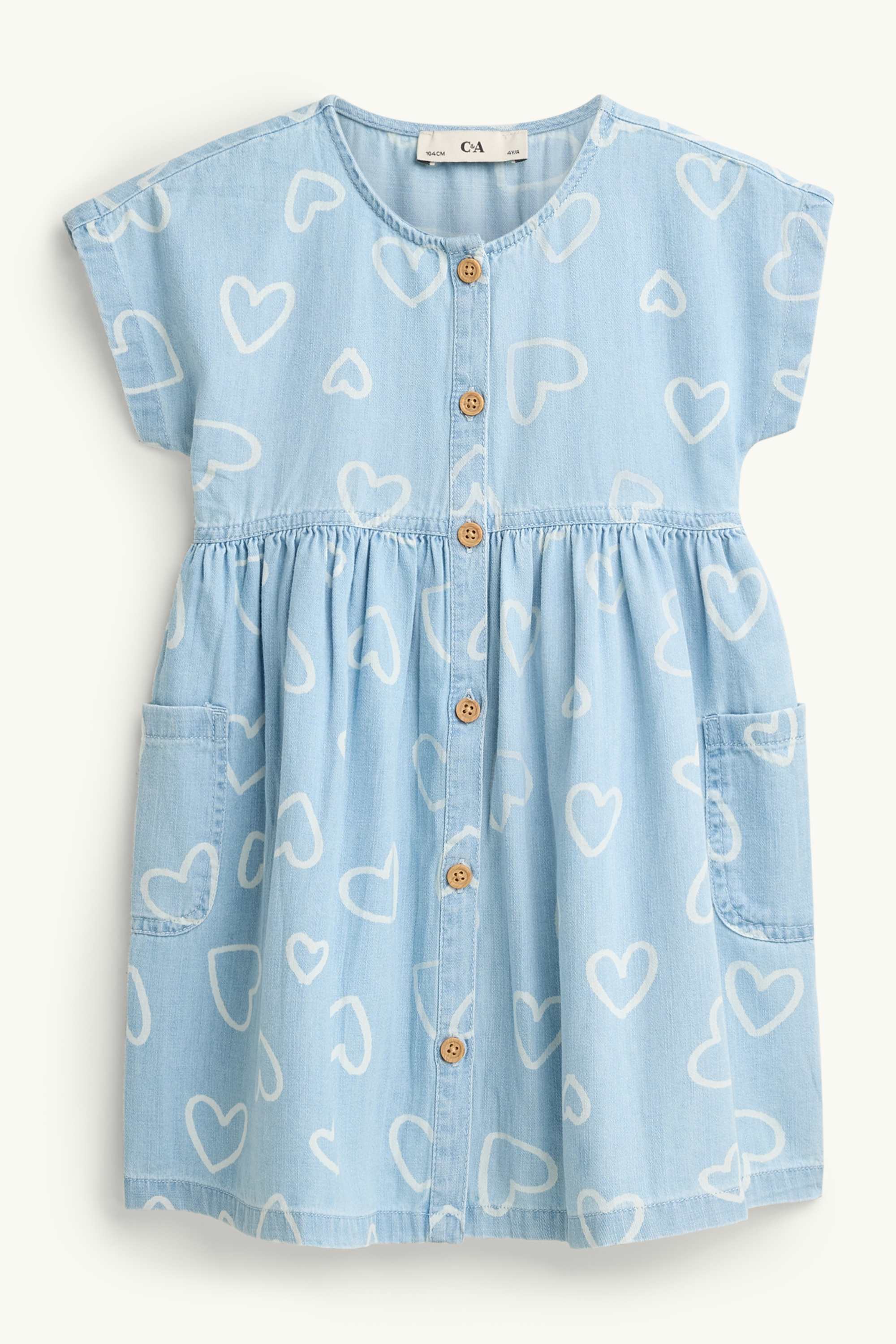 Heart - denim dress light blue