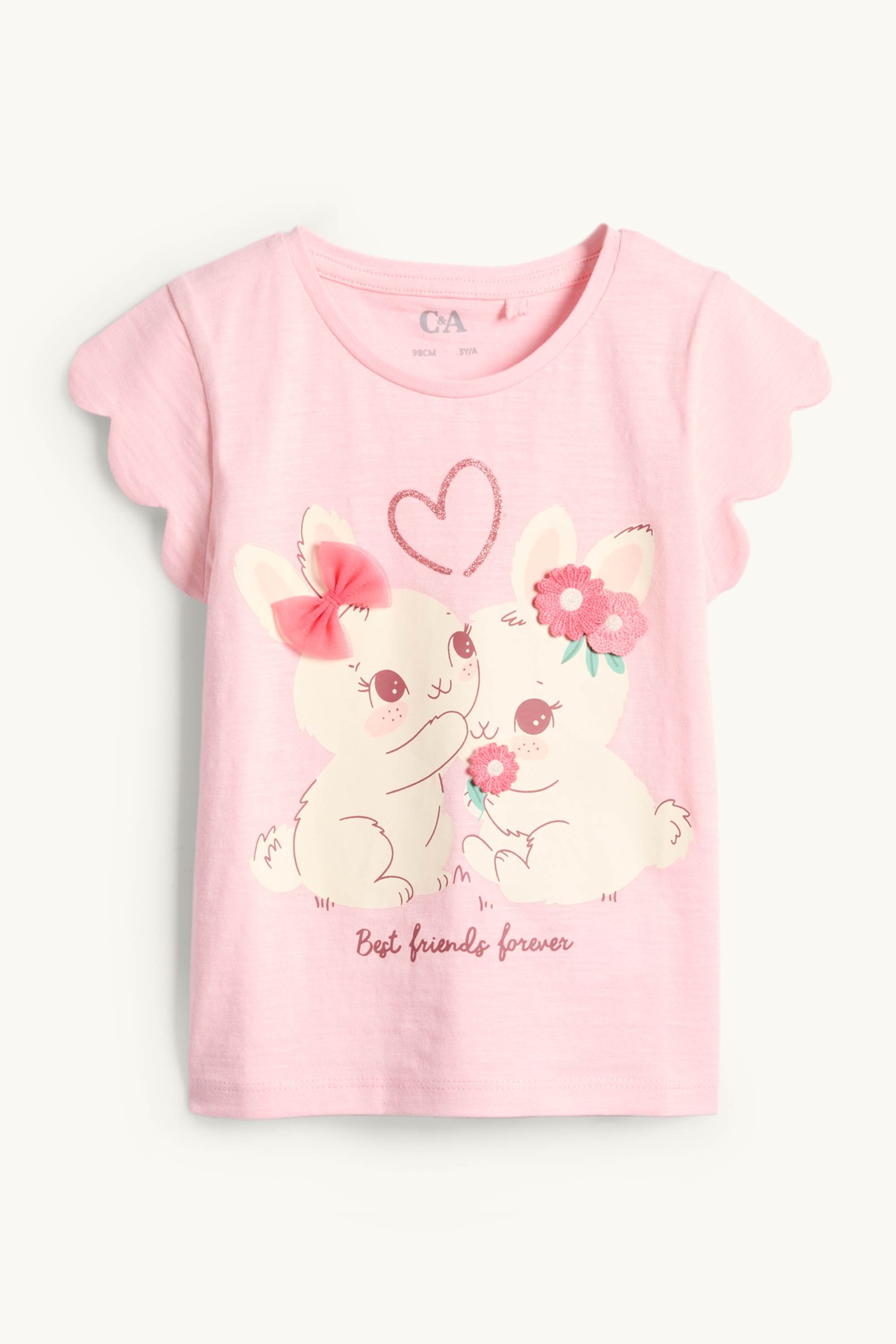 Bunny rabbit - short sleeve T-shirt - shiny rose