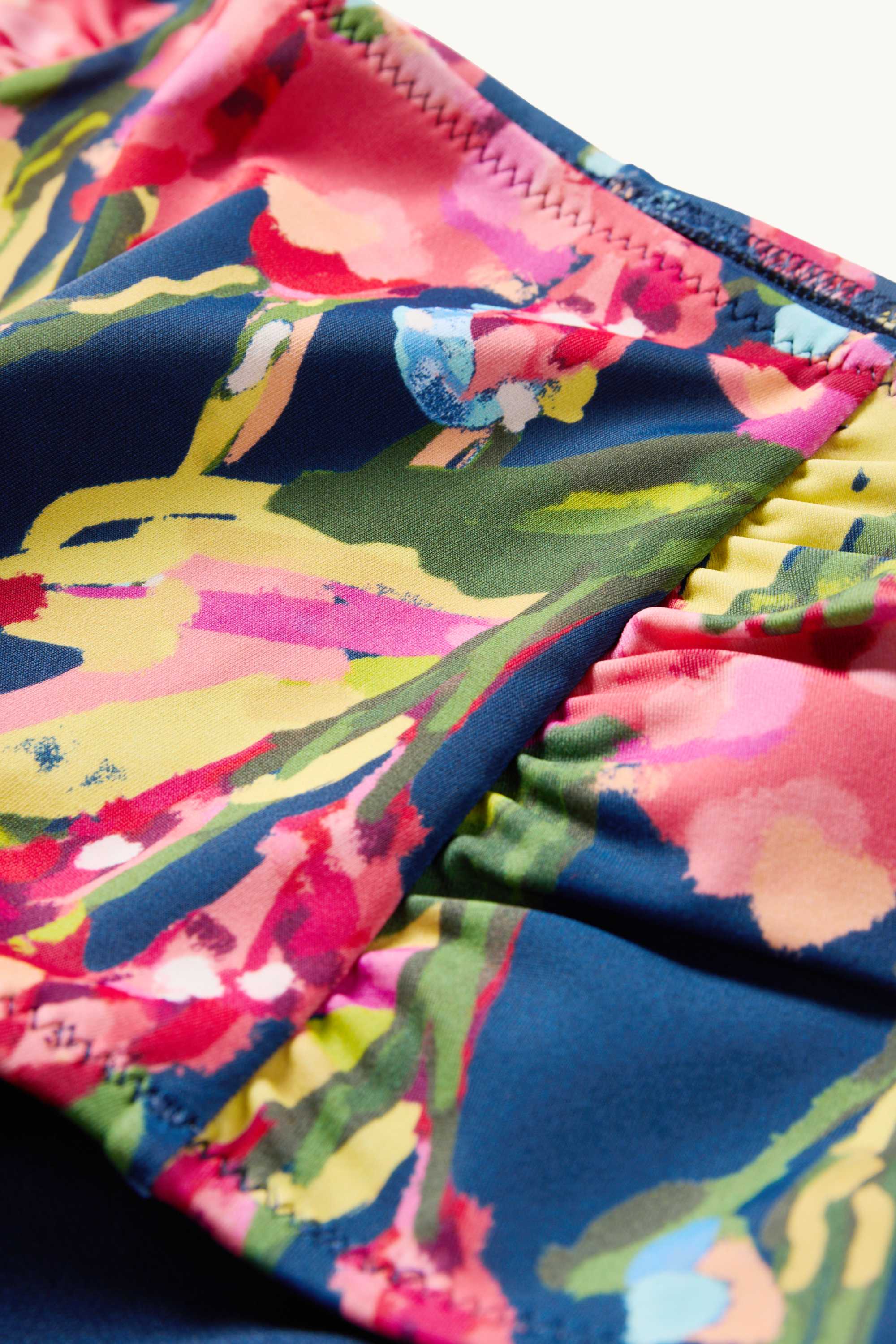 Bikini bottoms - high waist - LYCRA® XTRA LIFE™ - floral dark blue