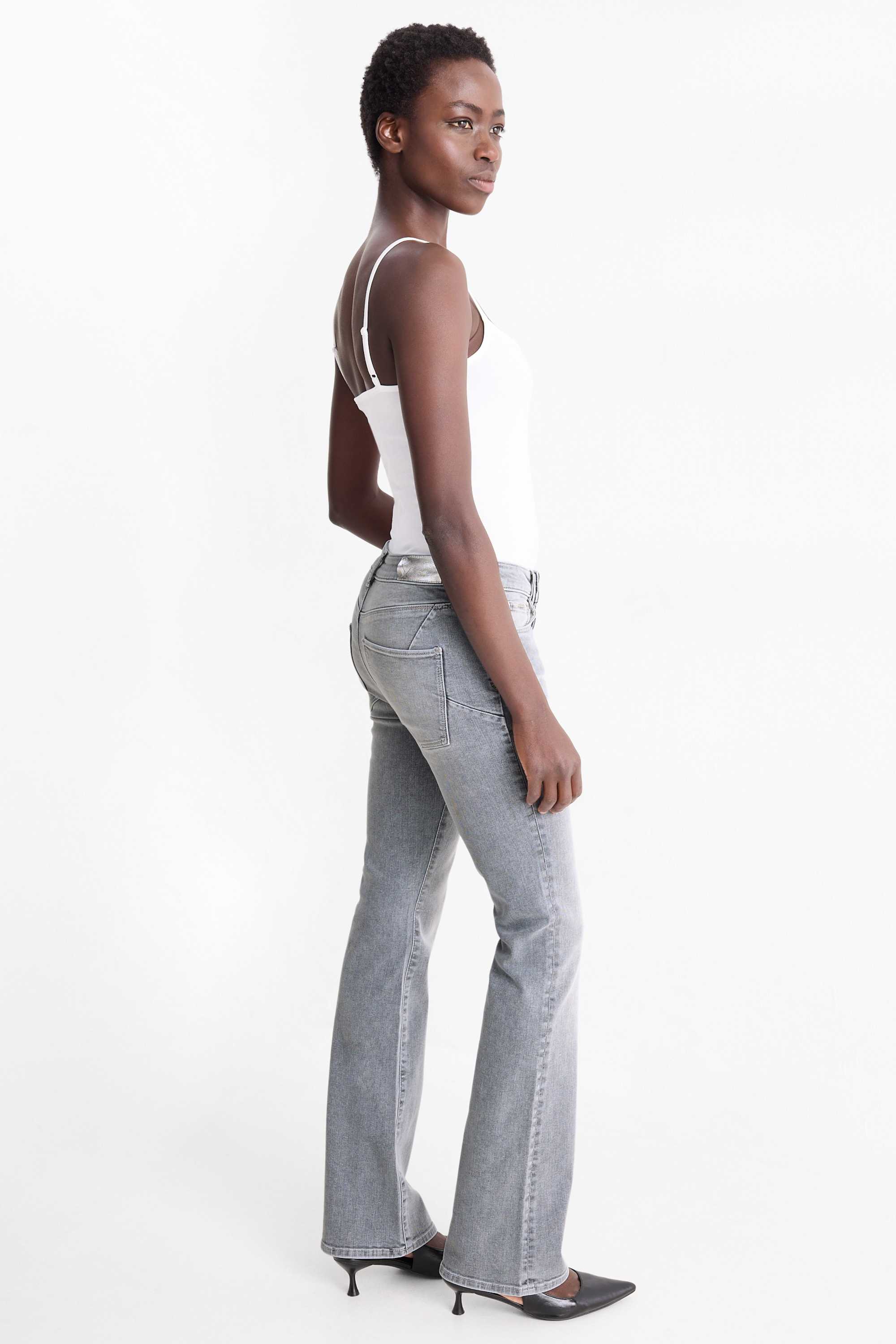 Bootcut jeans - mid-rise waist - shaping jeans - LYCRA® denim-light gray