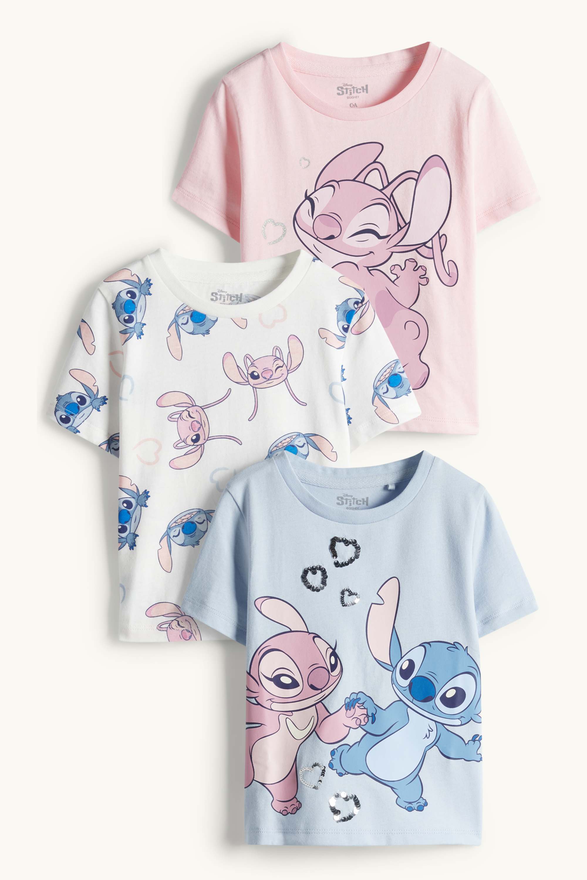 Multipack of 3 - Lilo & Stitch - short sleeve T-shirt - shiny rose / light blue