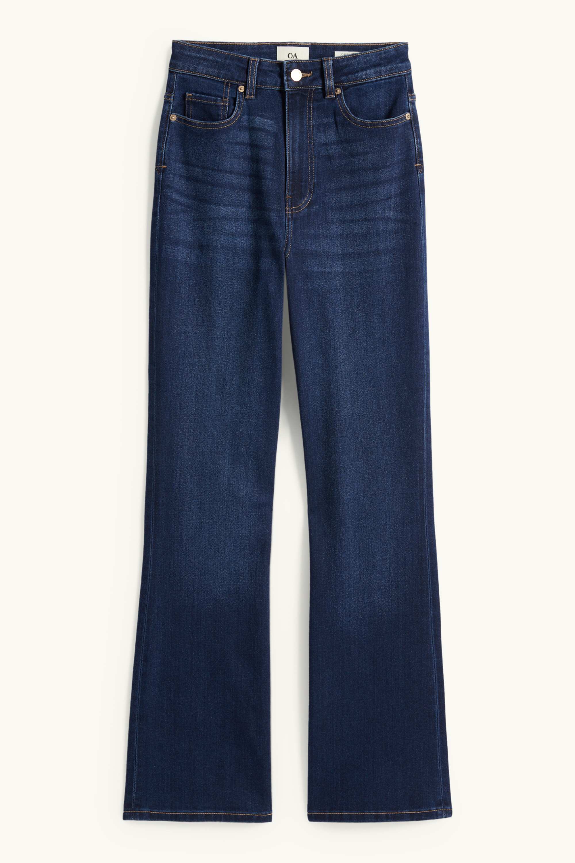 Flared jeans - high waist denim-dark blue