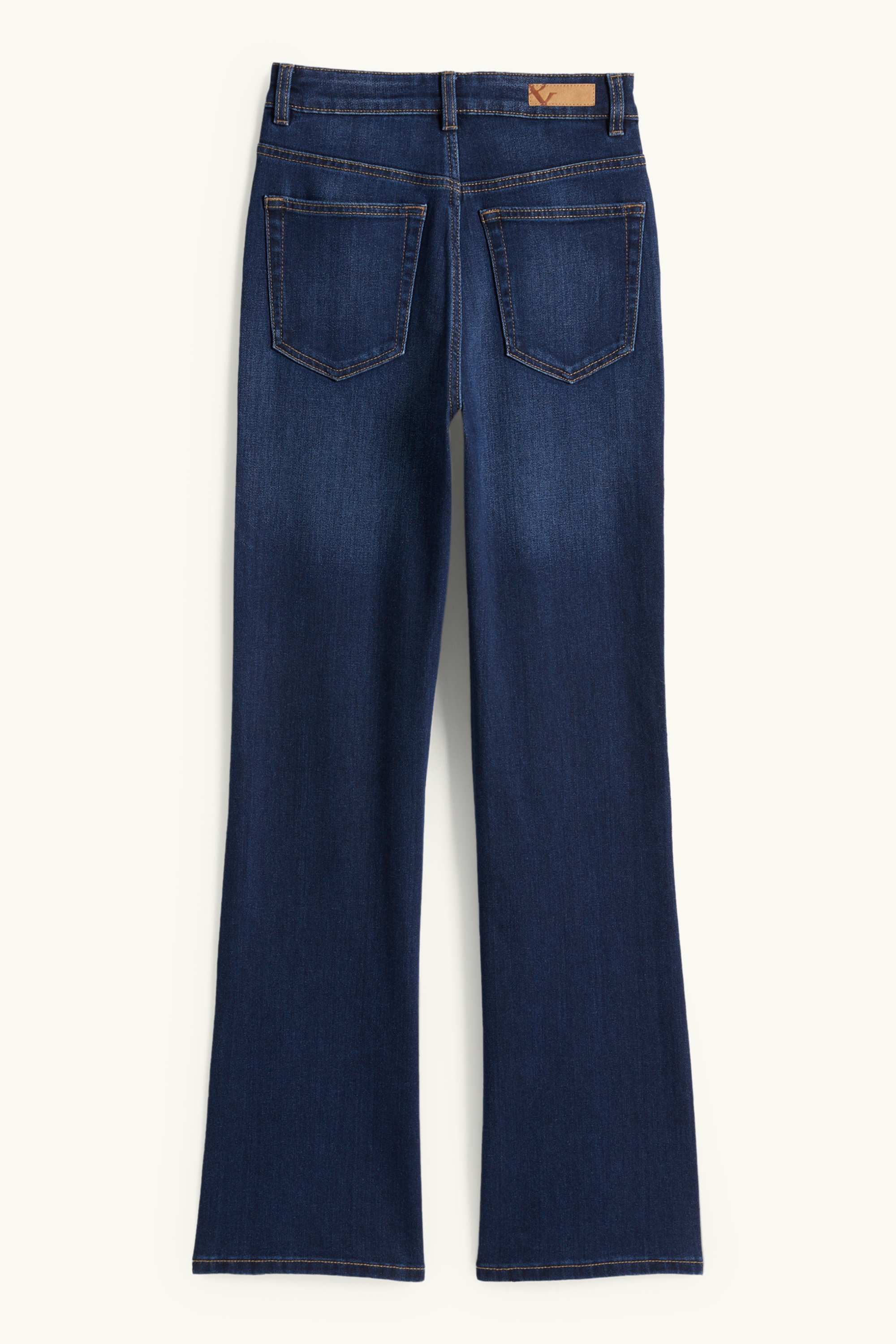 Flared jeans - high waist denim-dark blue