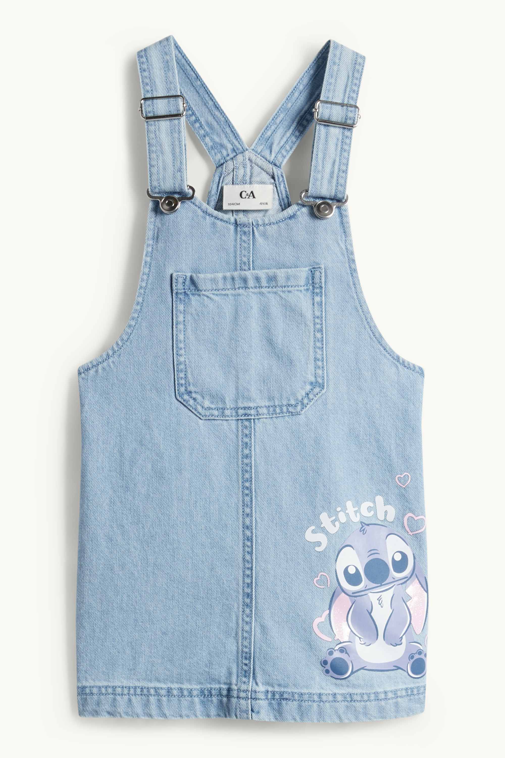 Lilo & Stitch - set - short sleeve T-shirt and denim pinafore dress white / light blue