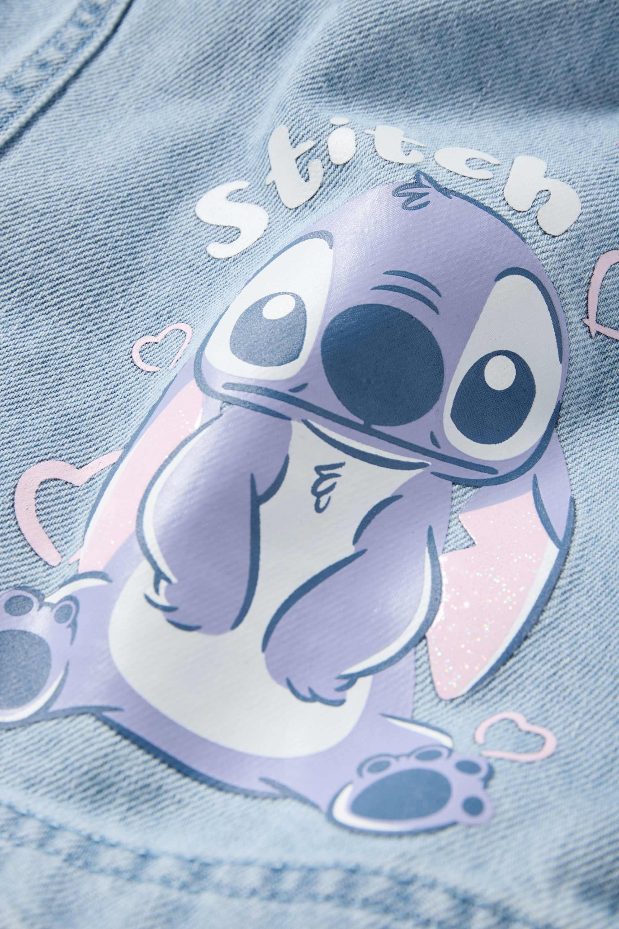 Lilo & Stitch - set - short sleeve T-shirt and denim pinafore dress white / light blue