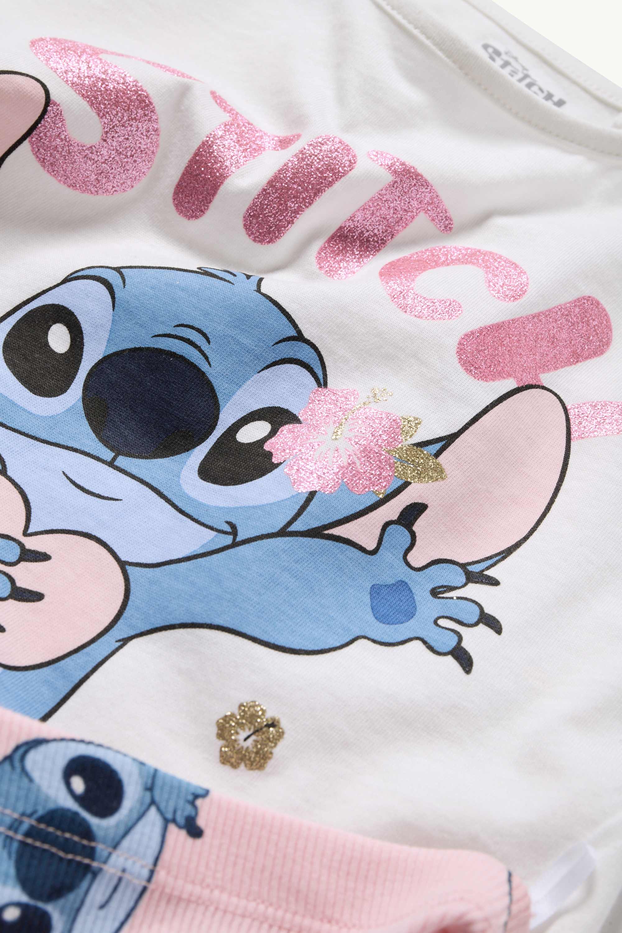 Lilo & Stitch - set - short sleeve T-shirt and cycling shorts - 2 piece white / rose