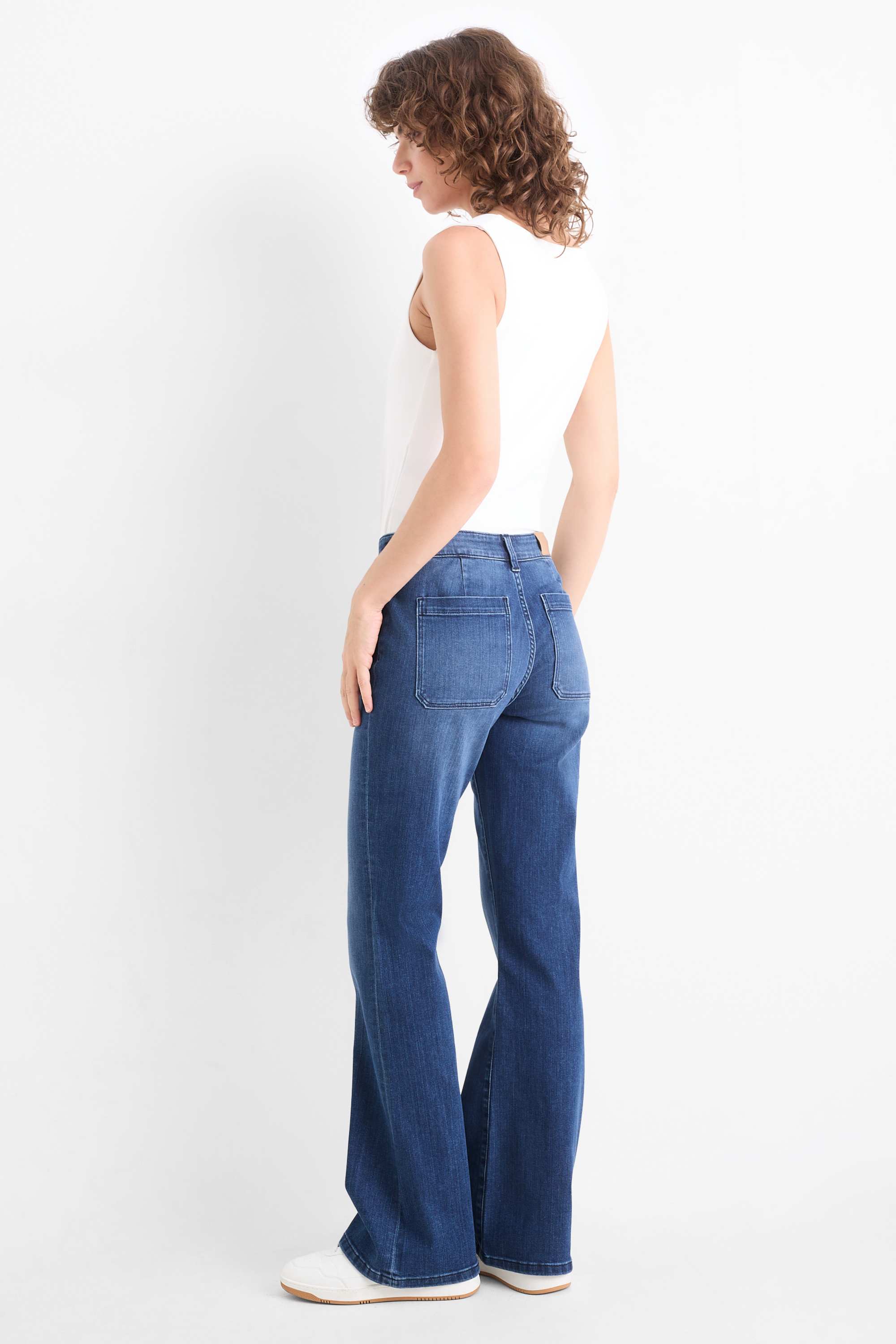 Flared jeans - mid-rise waist blue