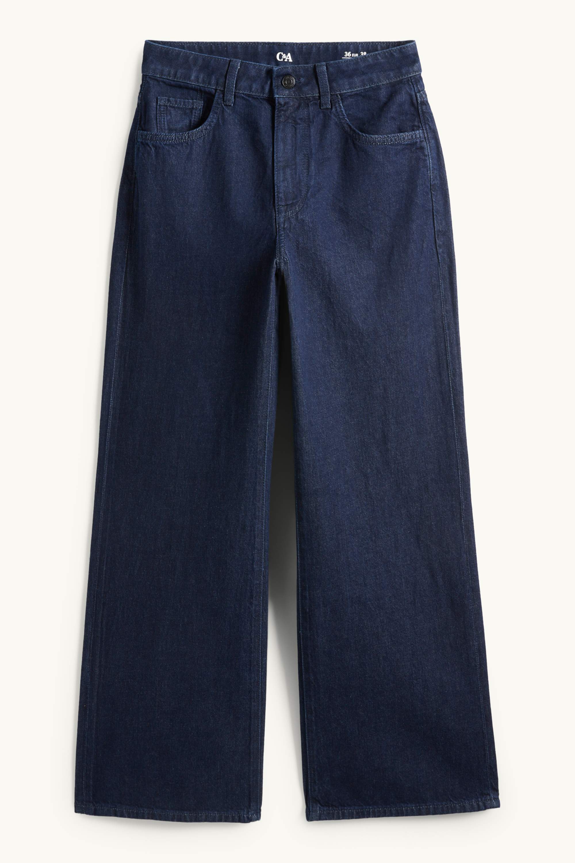 Wide leg jeans - mid-rise waist dark blue