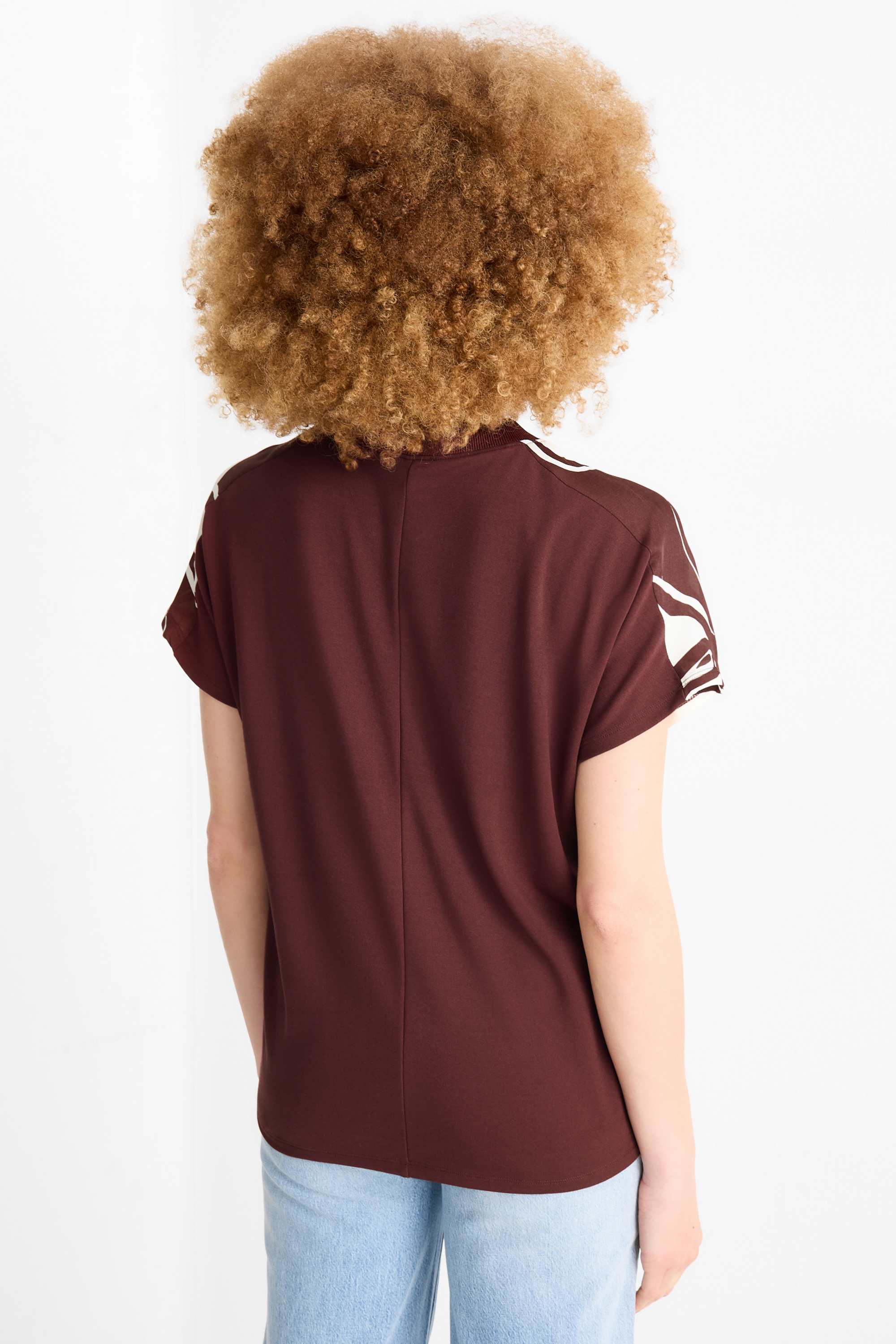 T-shirt - relaxed fit - floral brown / beige