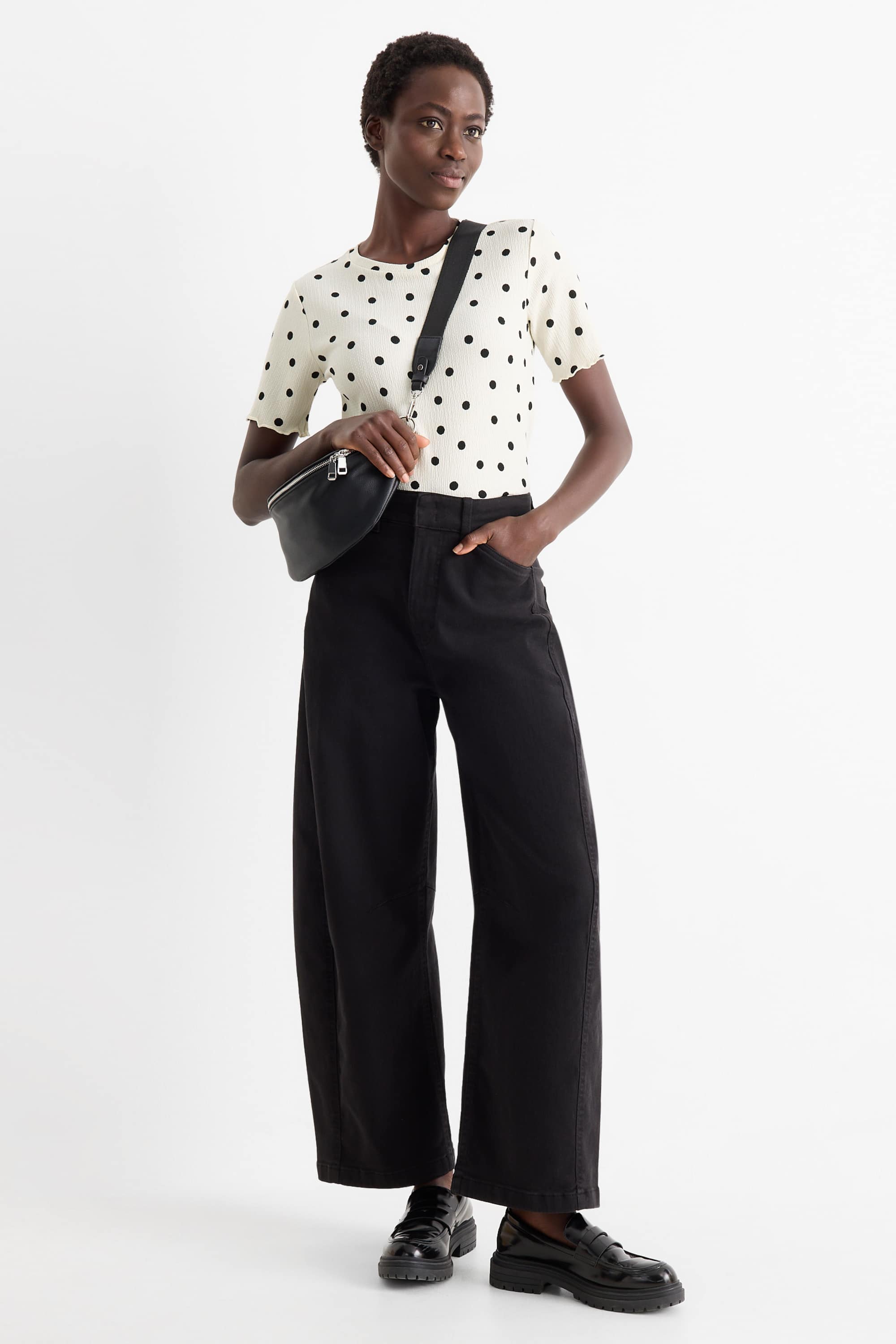 T-shirt - regular fit - polka dot cremewhite