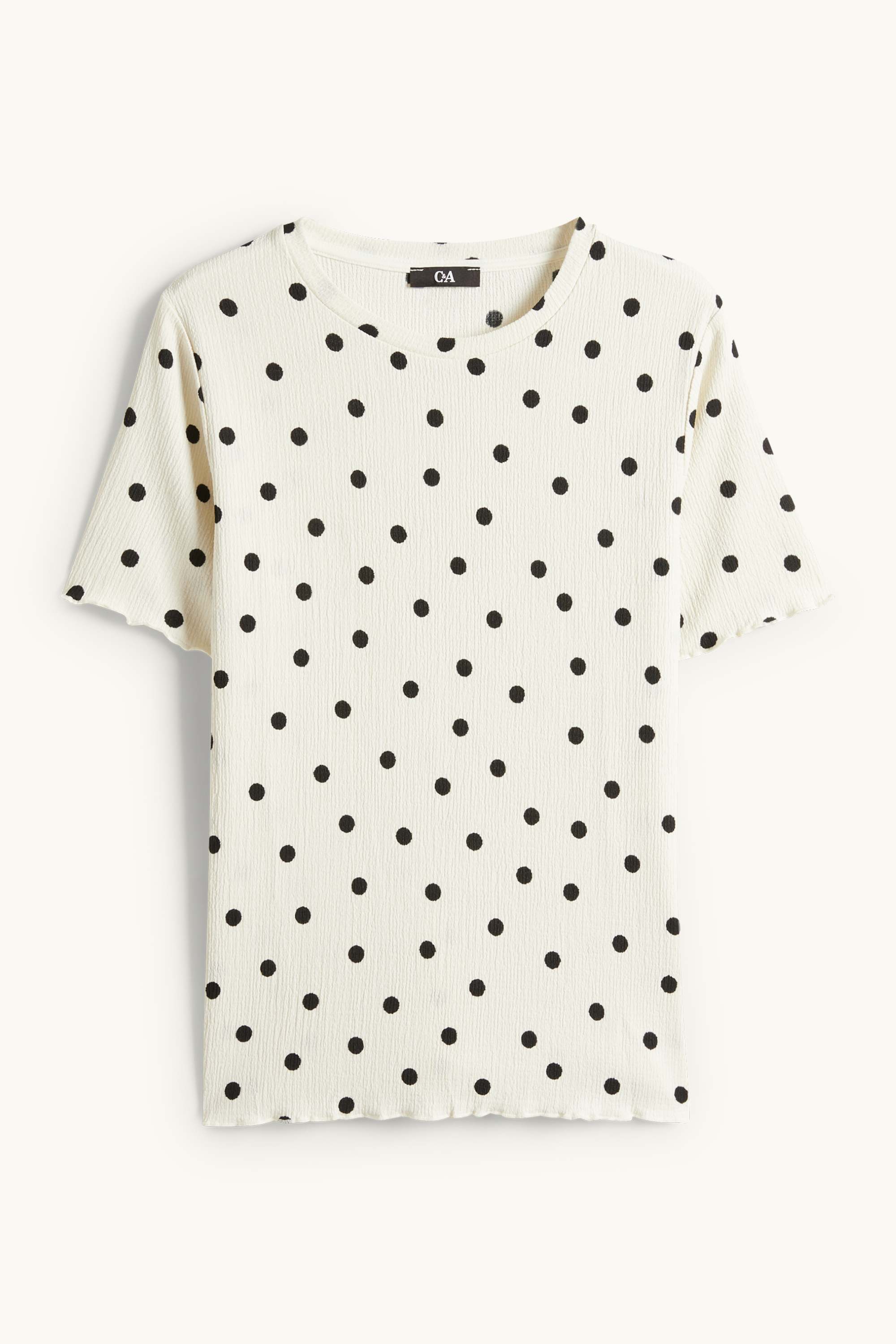 T-shirt - regular fit - polka dot cremewhite