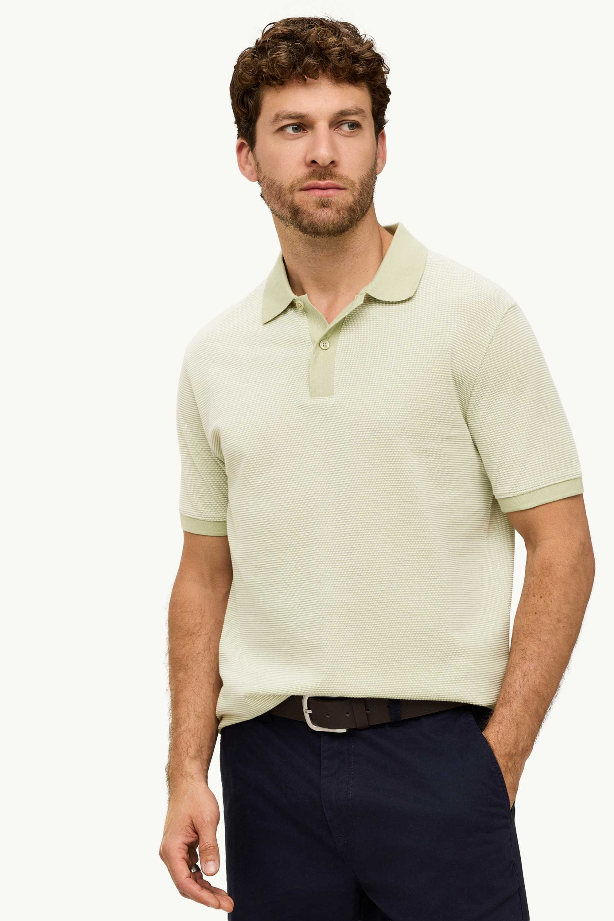 Polo shirt - regular fit - textured light yellow