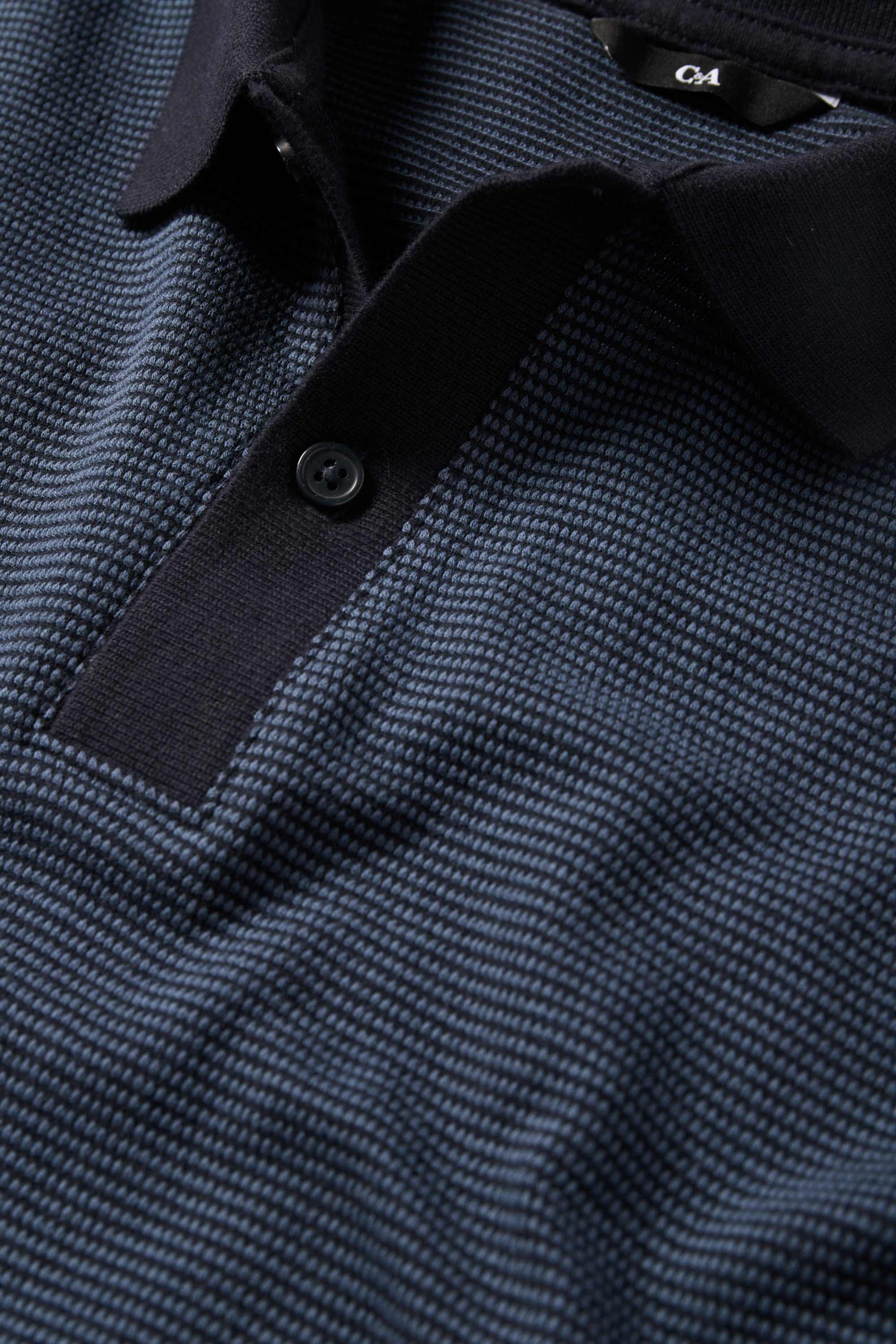 Polo shirt - regular fit - textured dark blue
