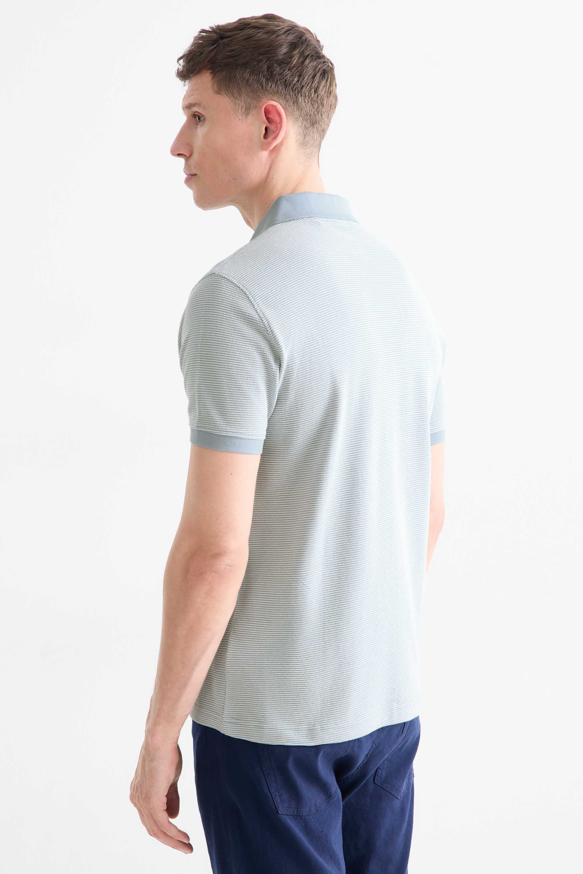 Polo shirt - regular fit - textured light blue