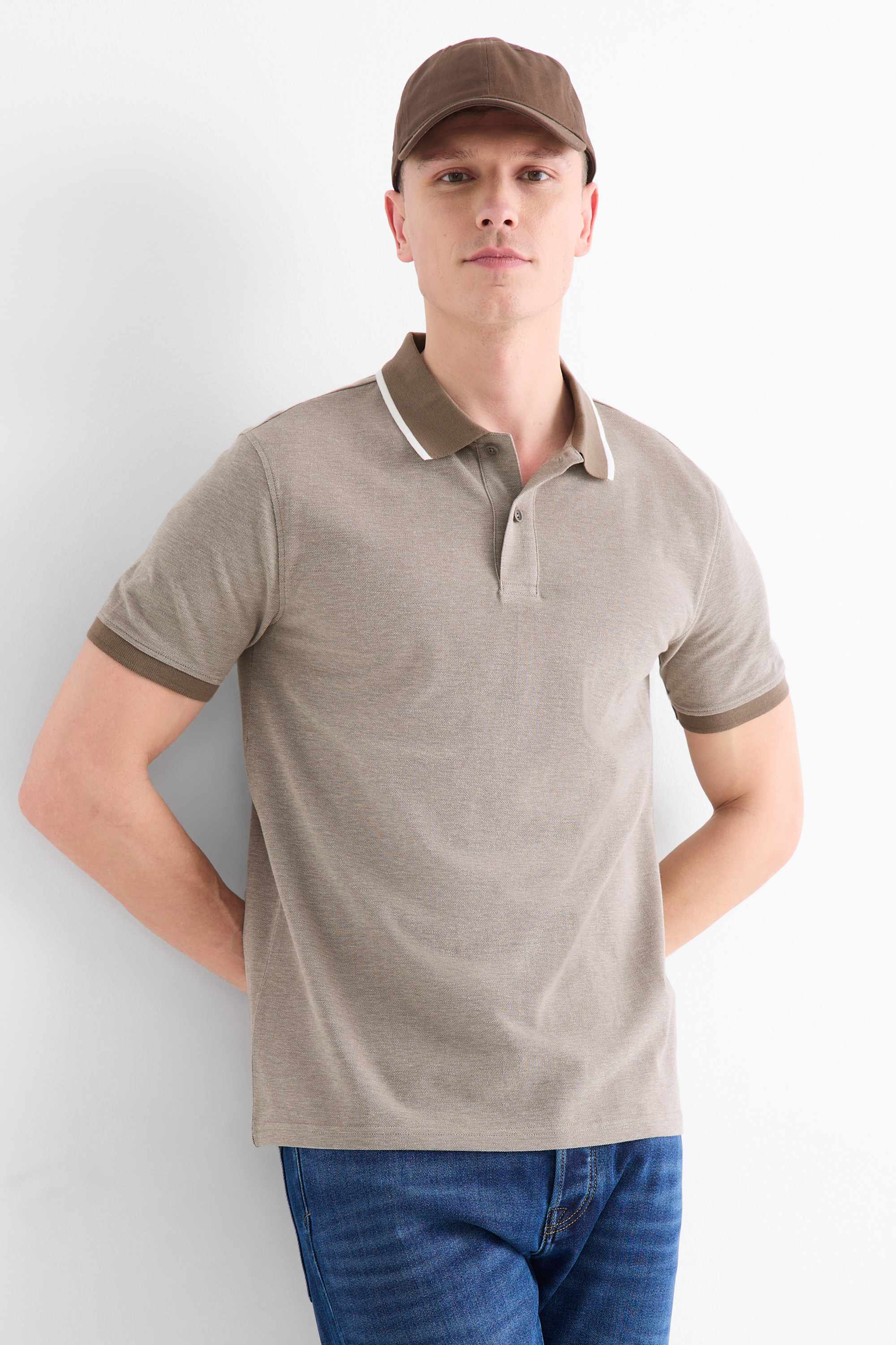 Polo shirt - regular fit beige