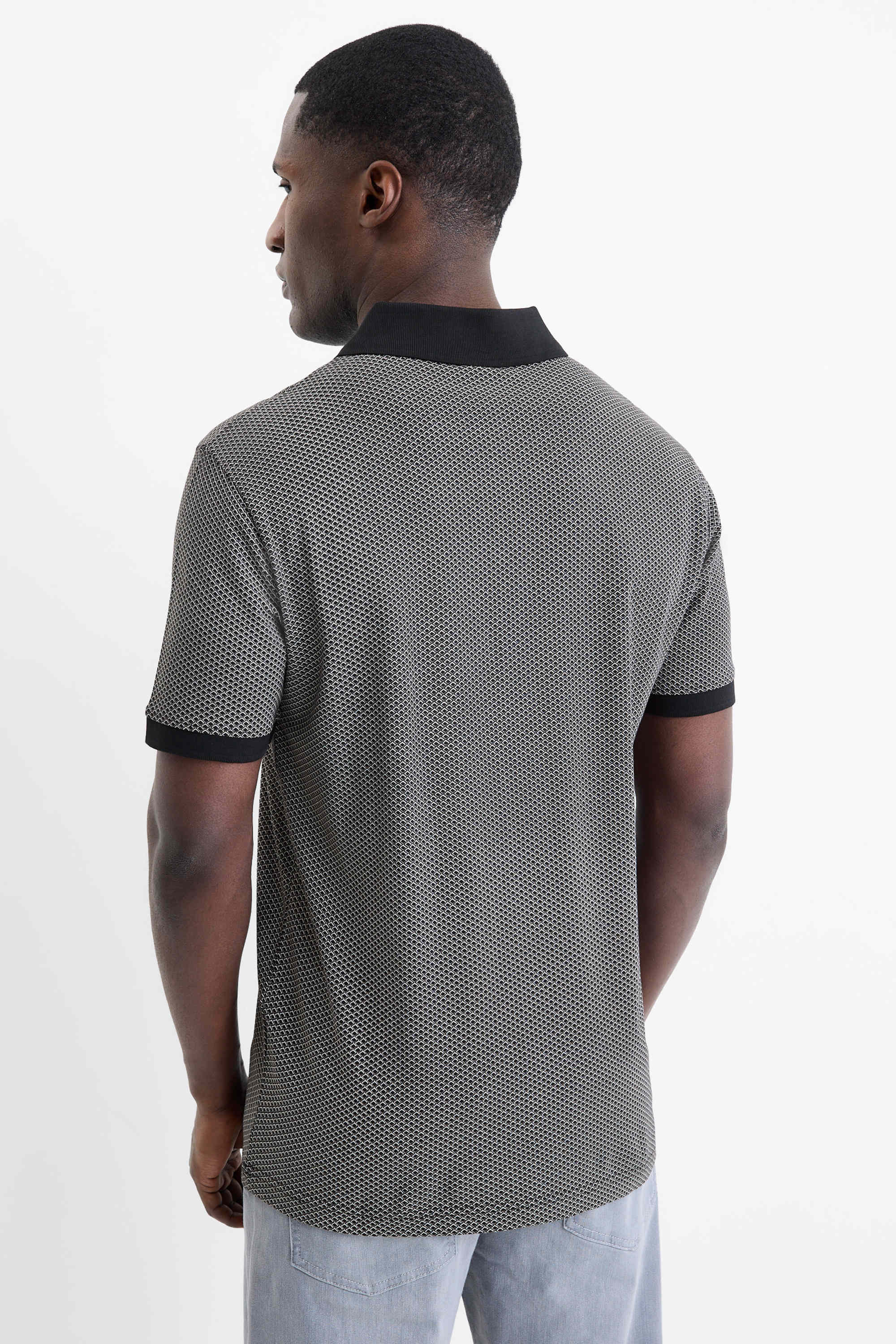 Polo shirt - regular fit - patterned black