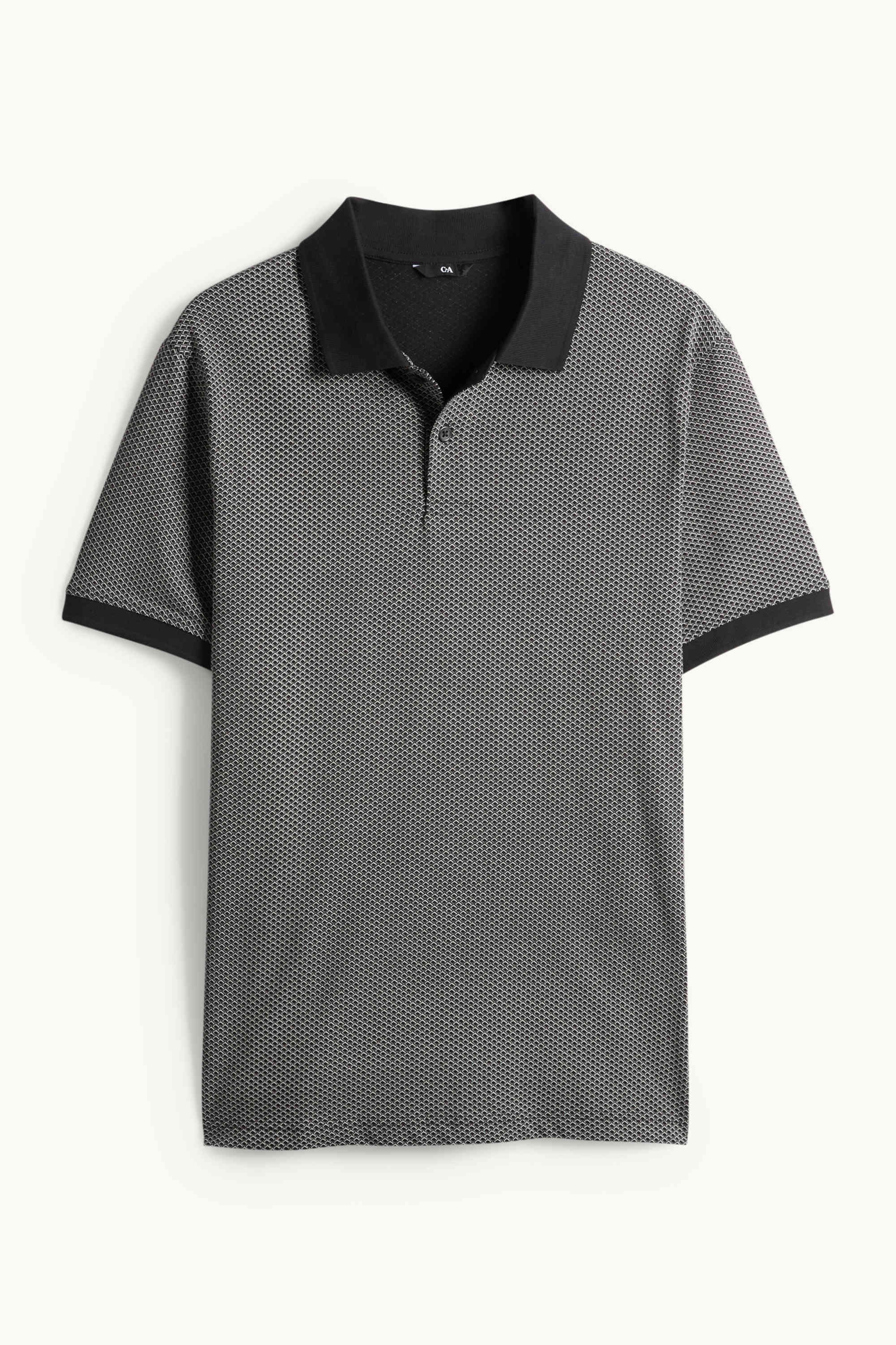 Polo shirt - regular fit - patterned black