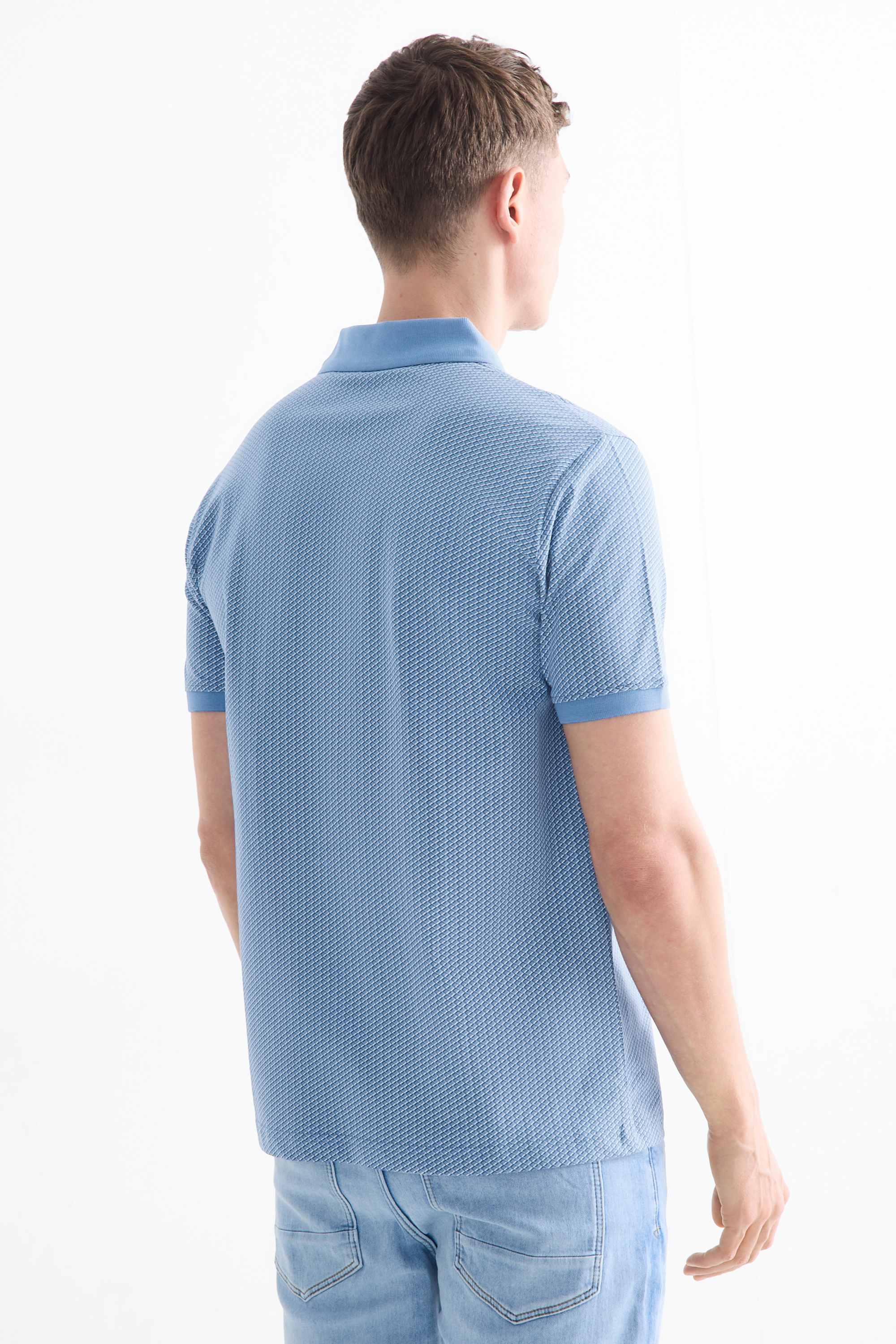 Polo shirt - regular fit - patterned blue