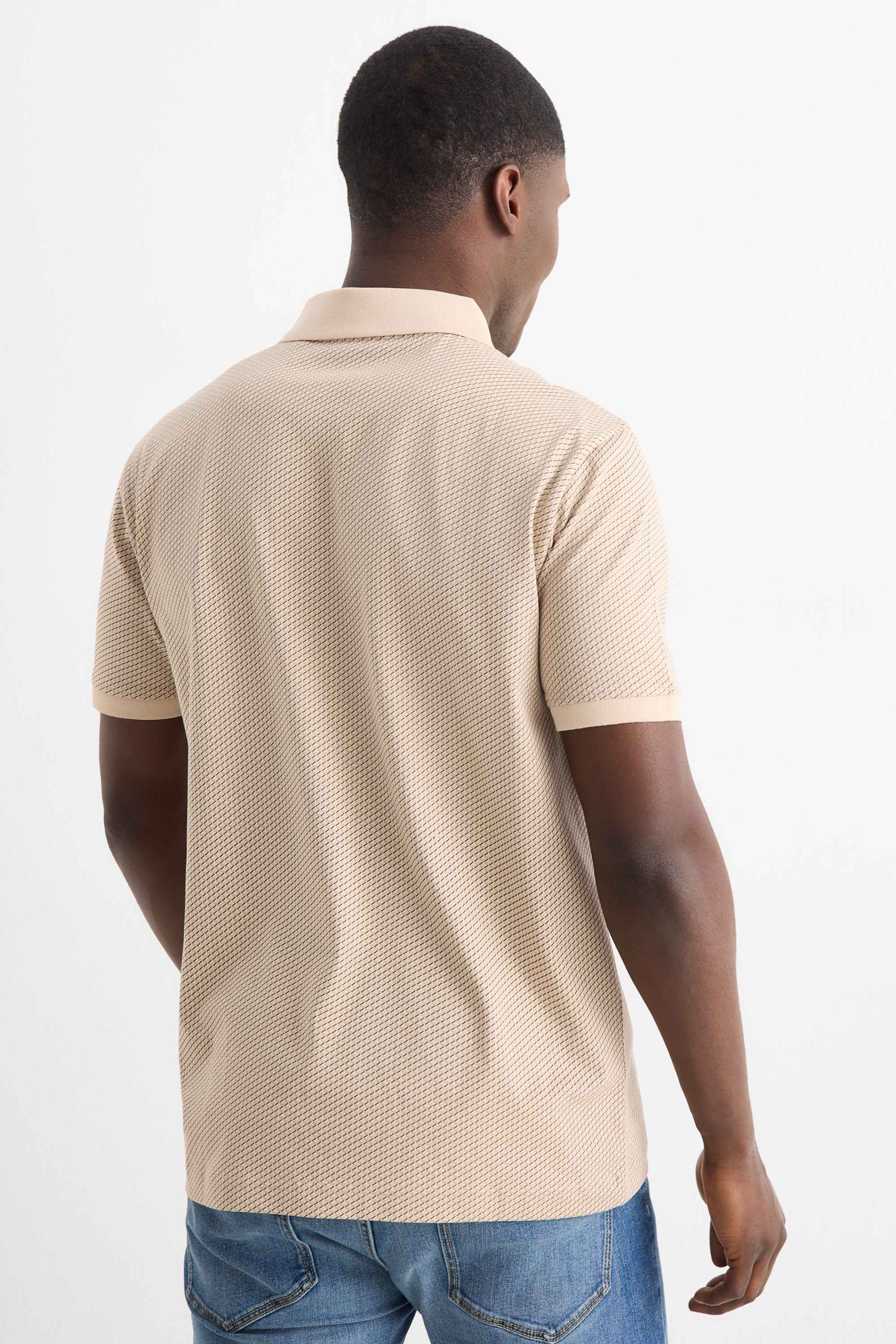 Polo shirt - regular fit - patterned beige