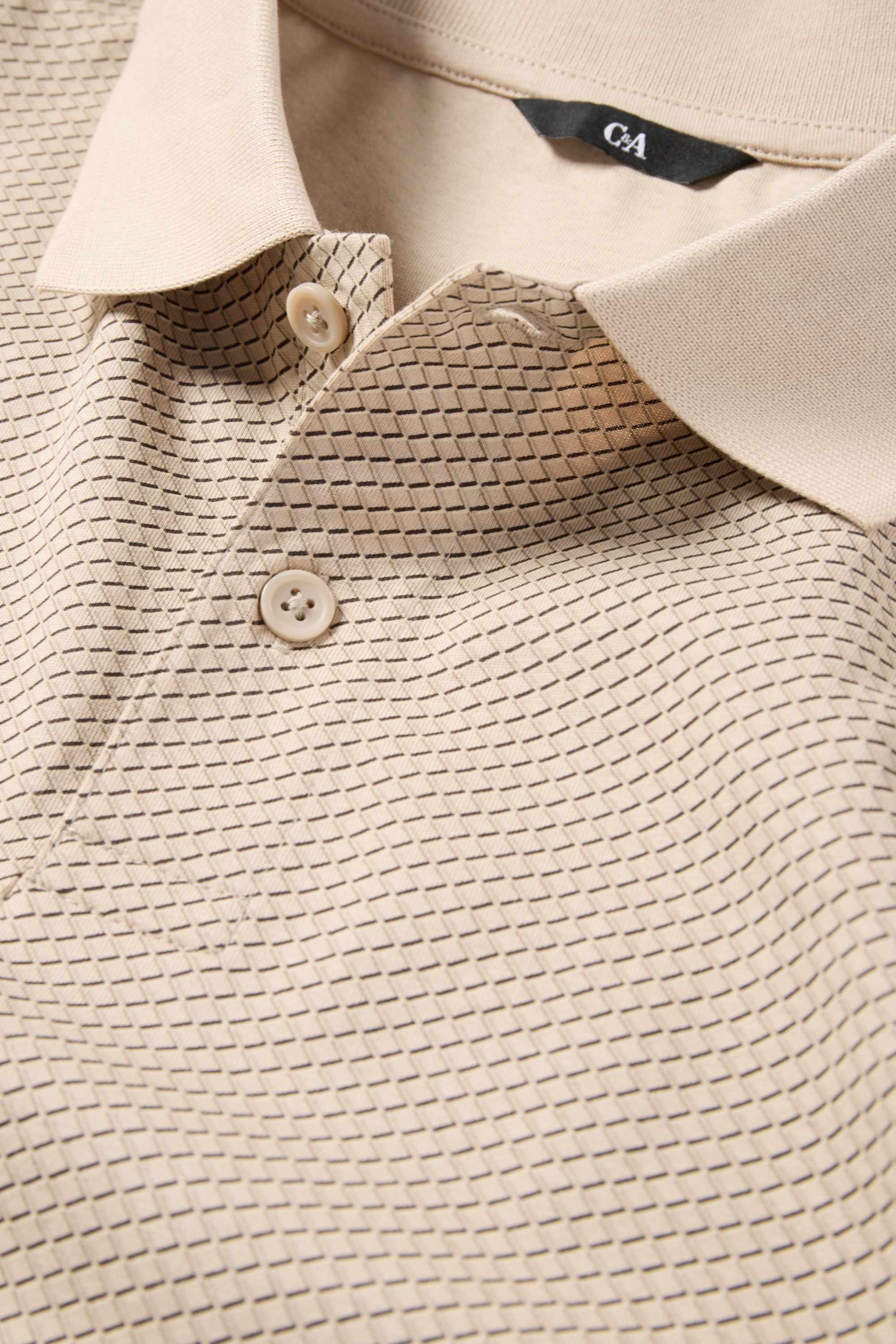 Polo shirt - regular fit - patterned beige