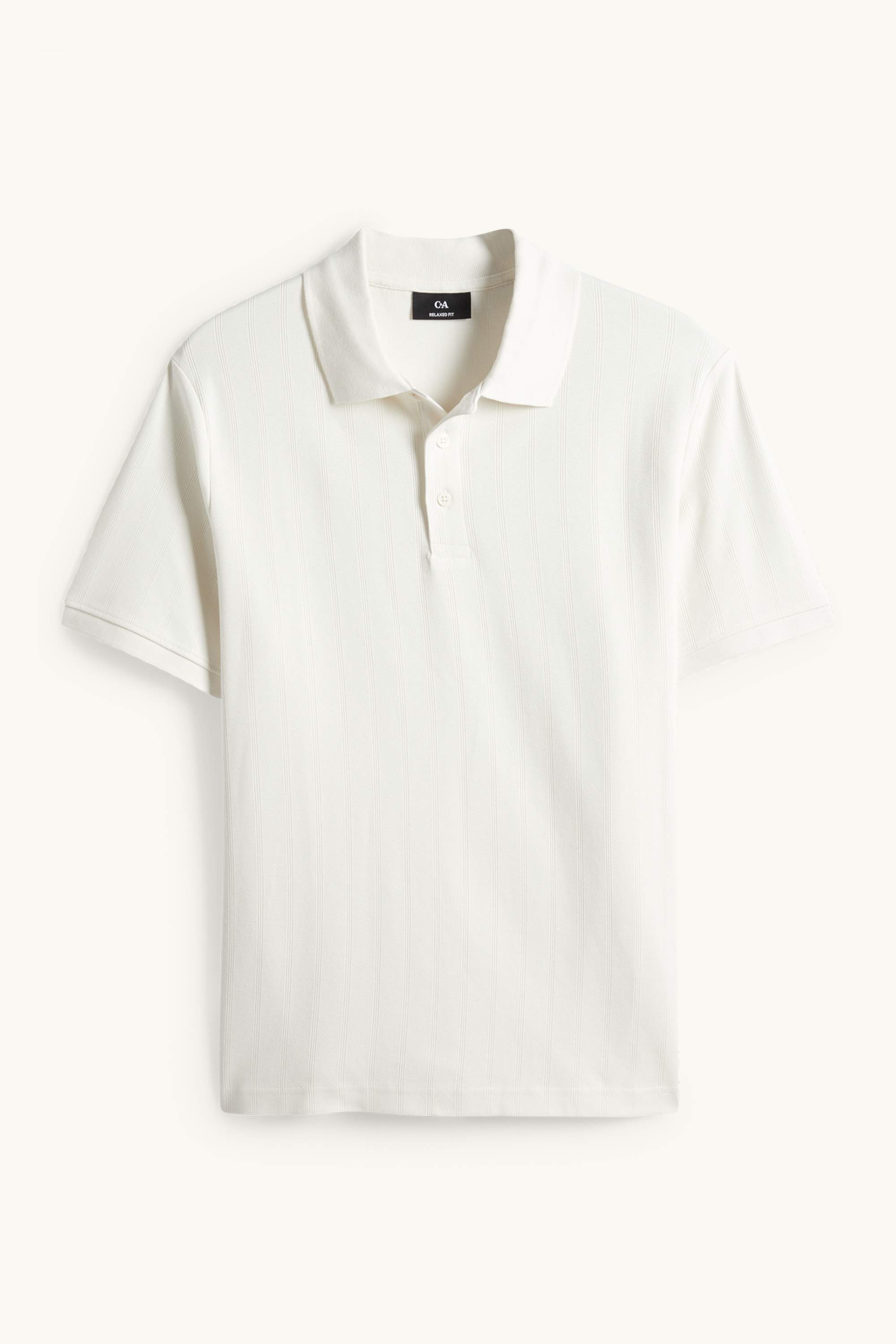 Polo shirt - relaxed fit - ribbed - textured cremewhite