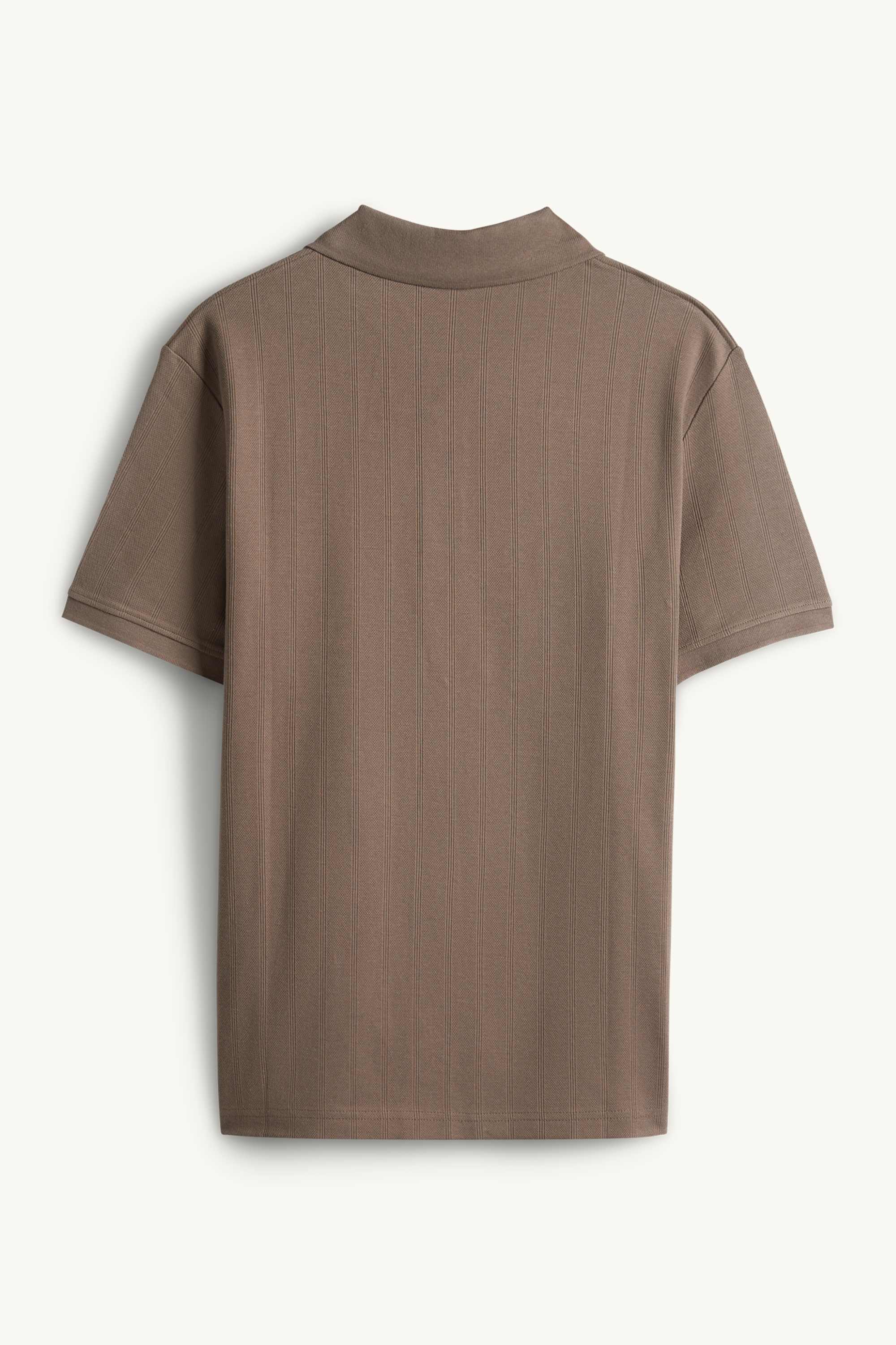 Polo shirt - relaxed fit - ribbed - textured dark brown