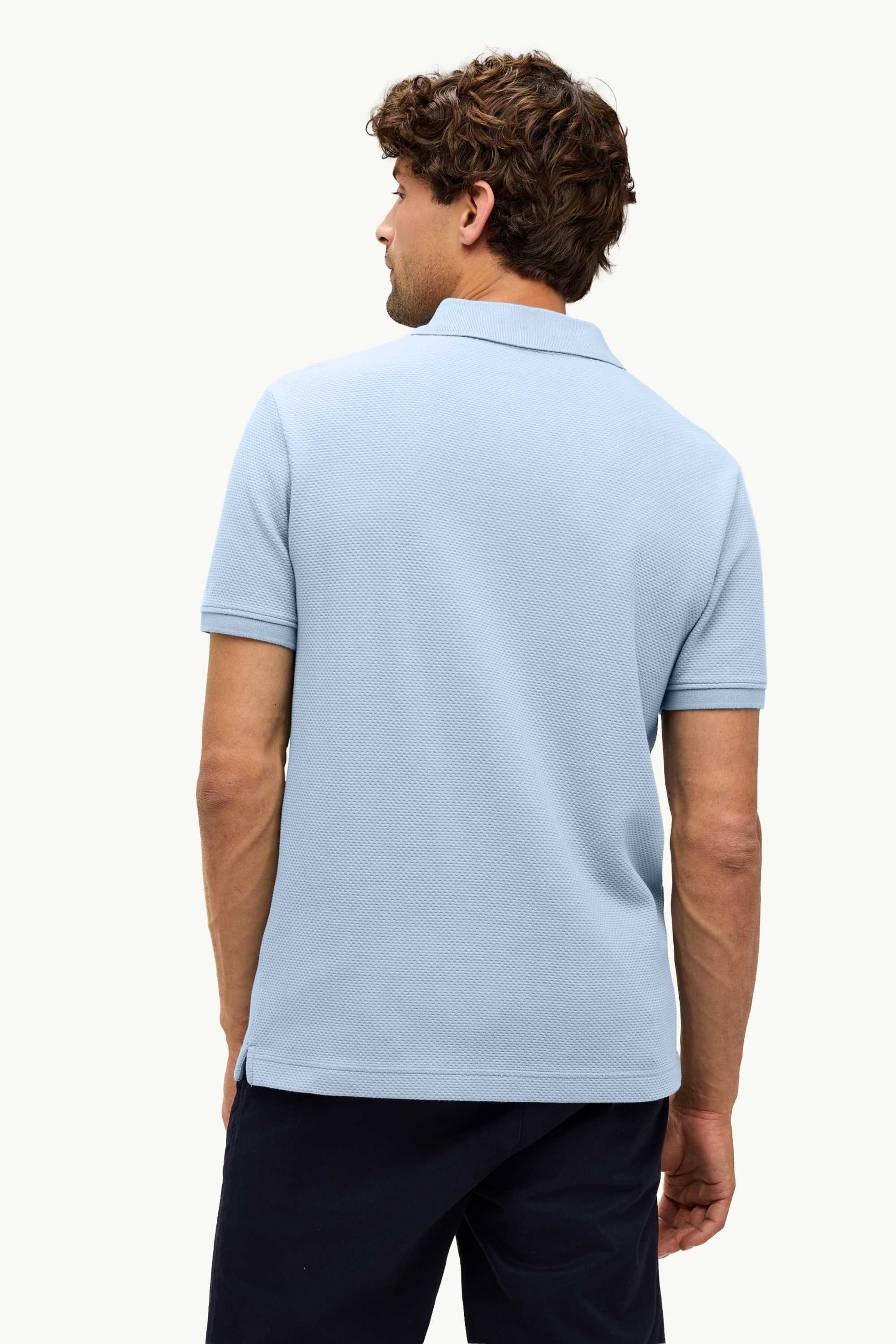 Polo shirt - regular fit - textured light blue