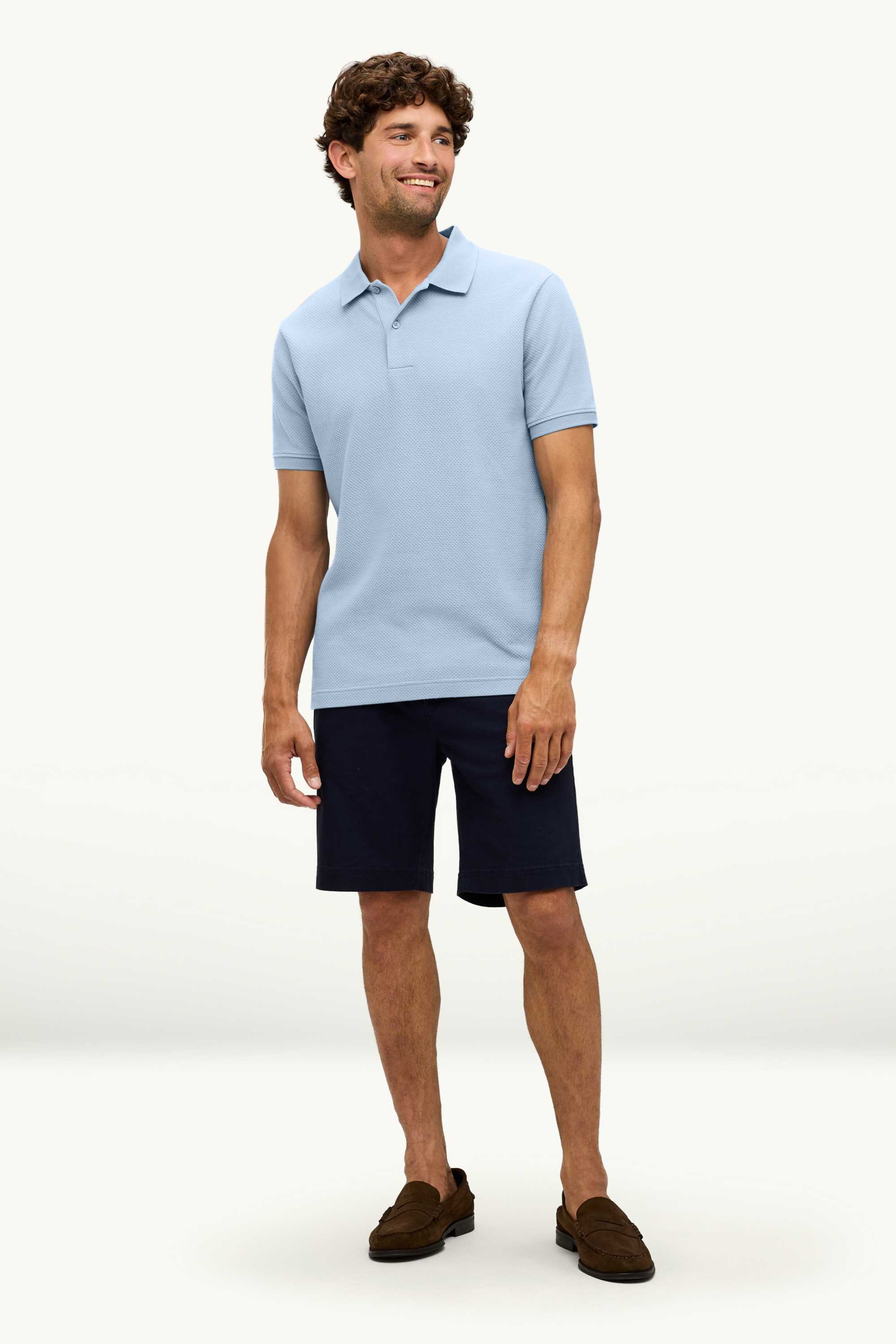 Polo shirt - regular fit - textured light blue