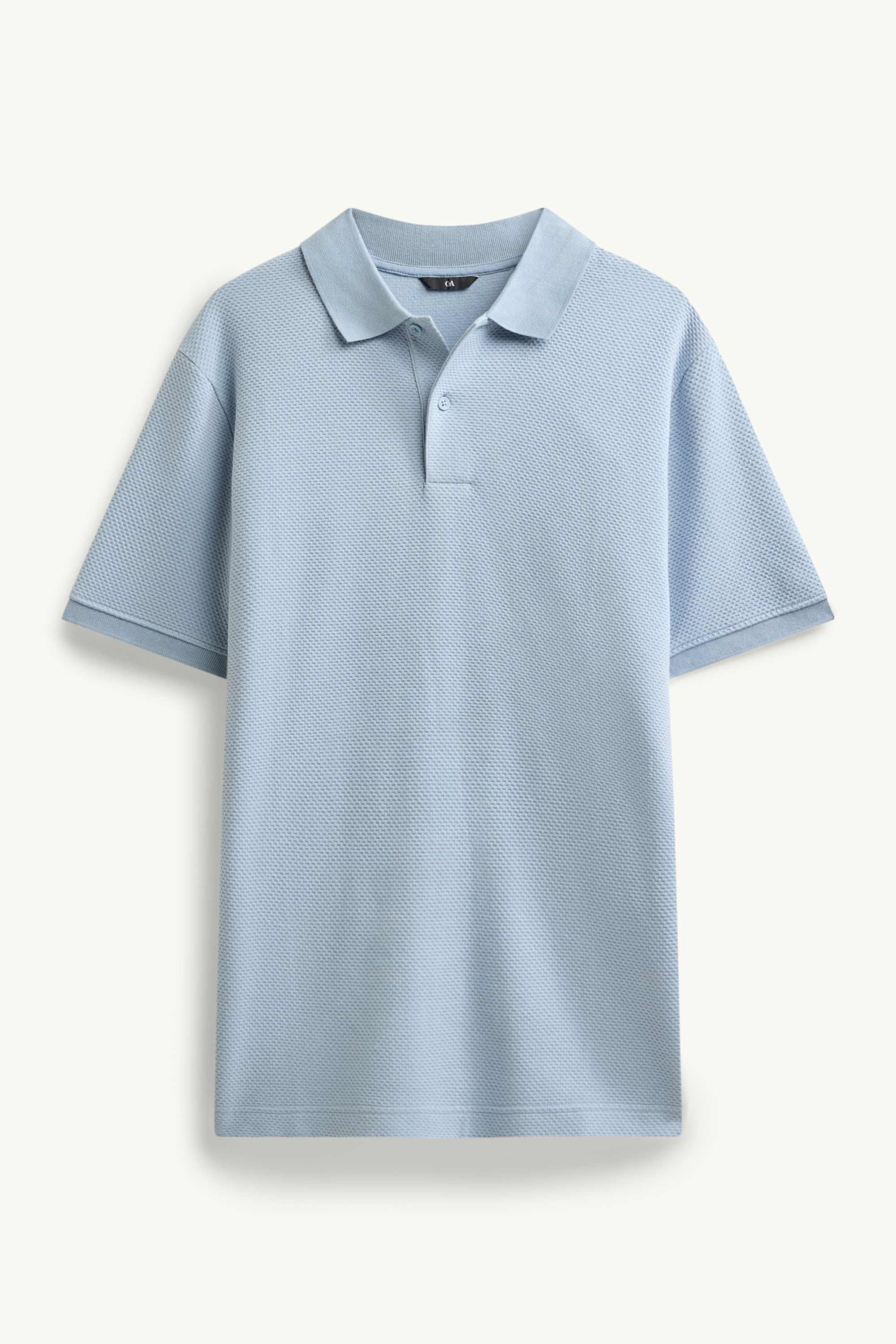 Polo shirt - regular fit - textured light blue