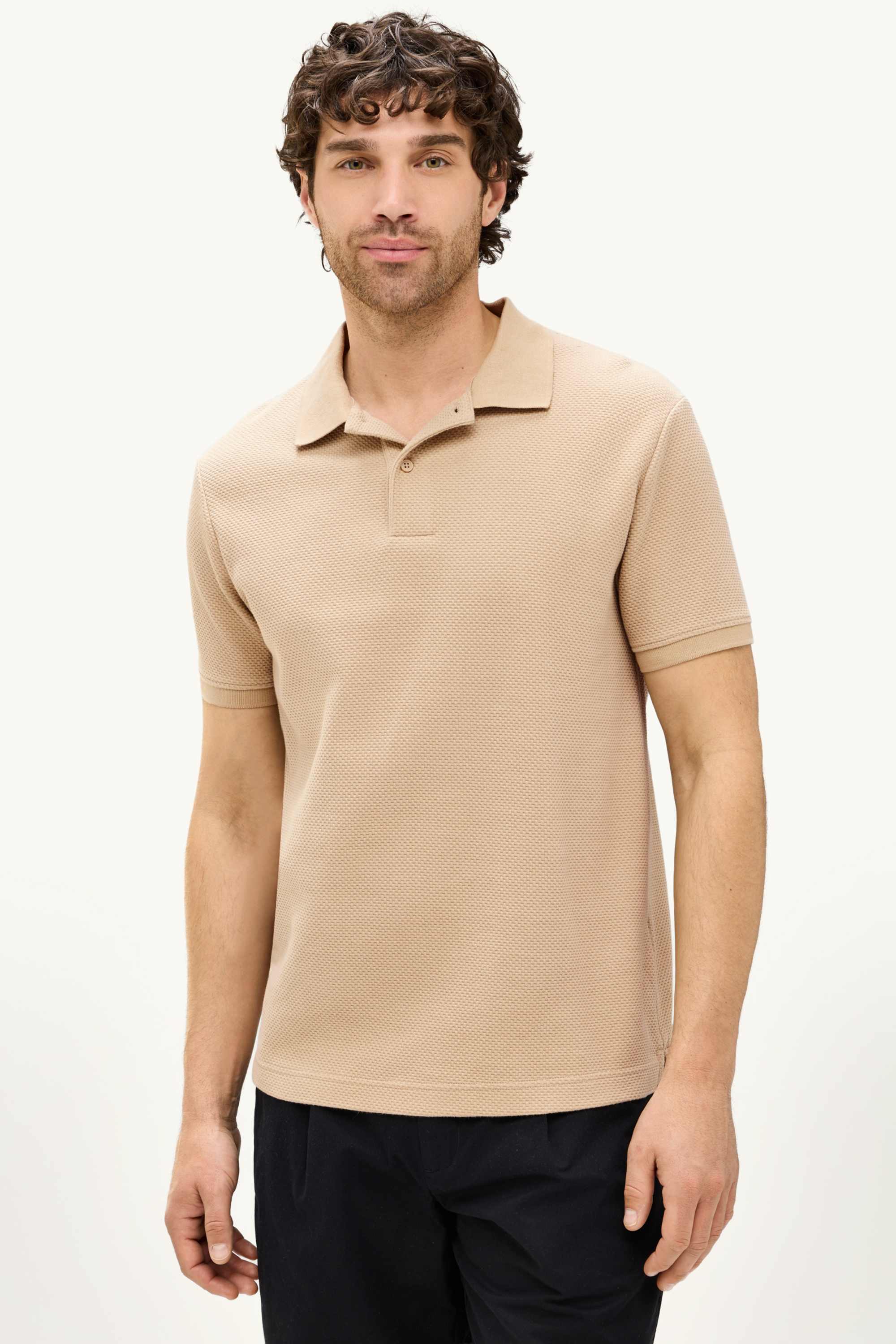 Polo shirt - regular fit - textured beige