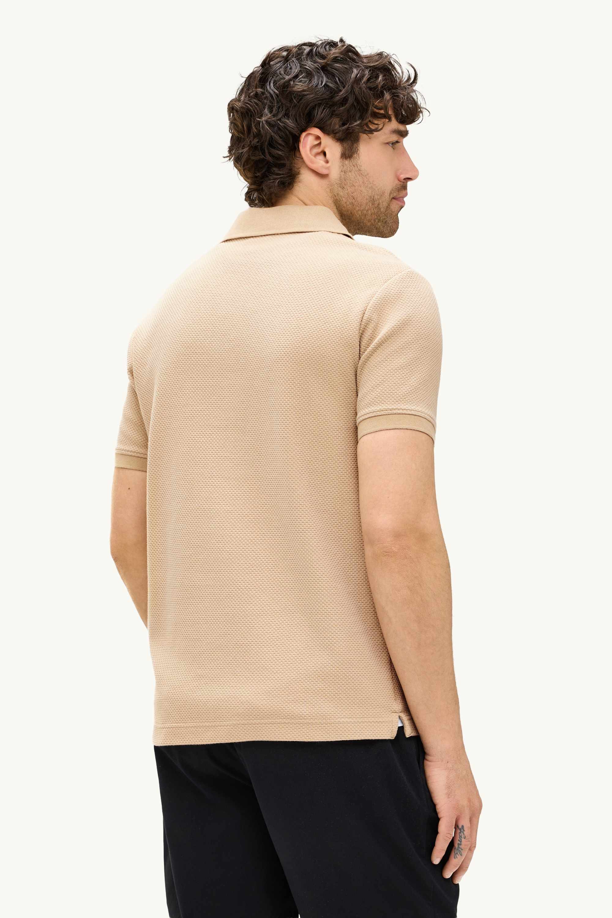 Polo shirt - regular fit - textured beige