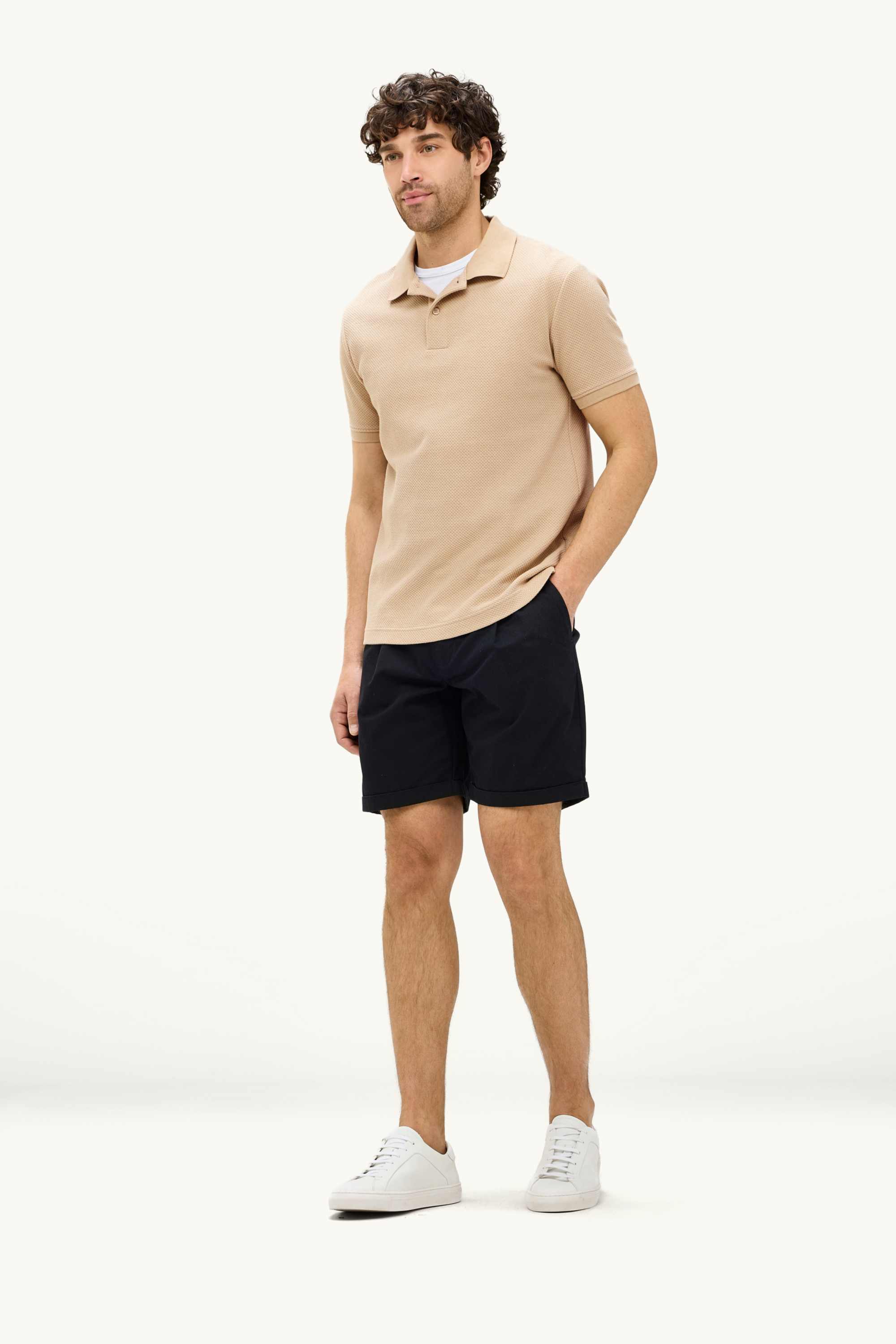 Polo shirt - regular fit - textured beige