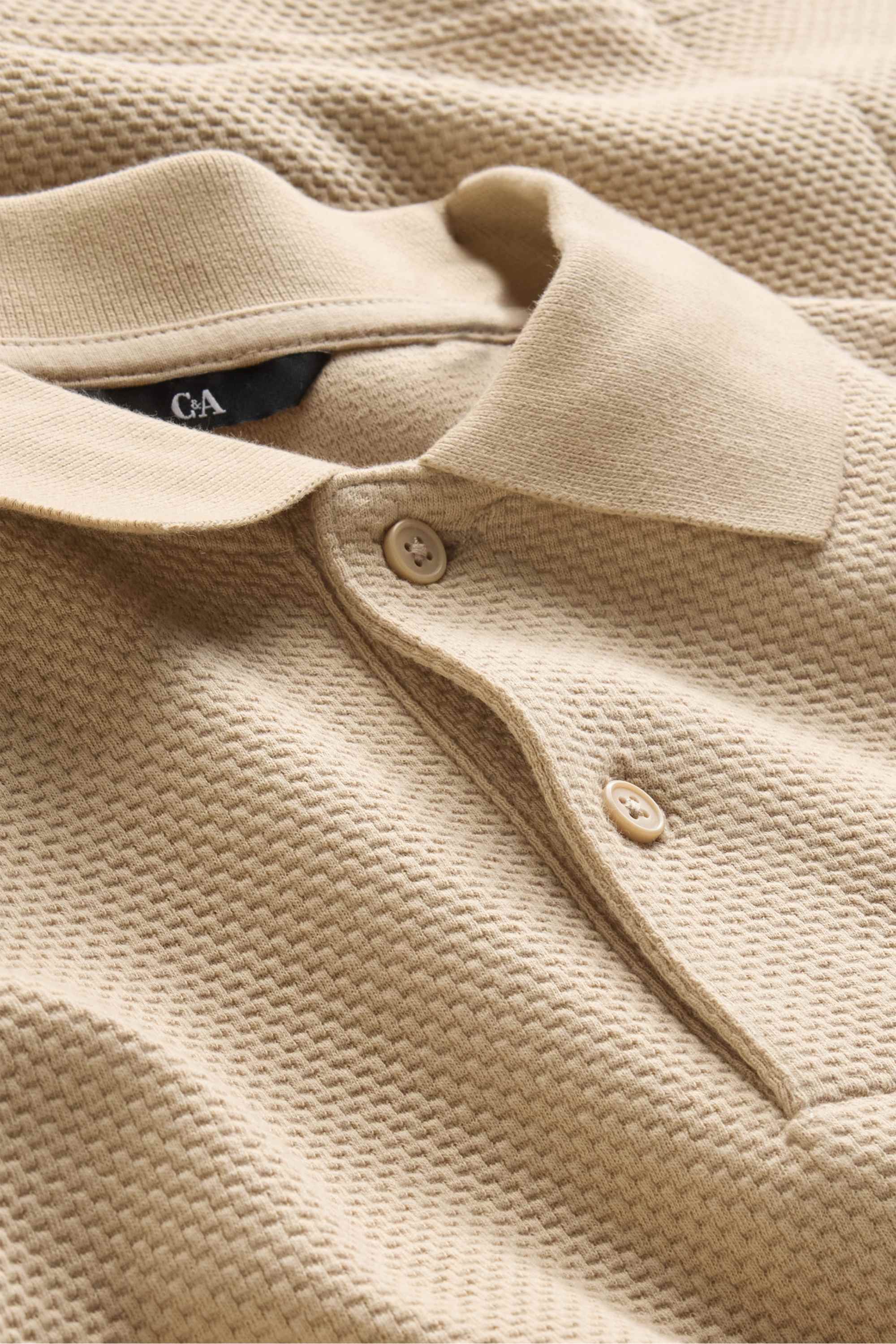 Polo shirt - regular fit - textured beige