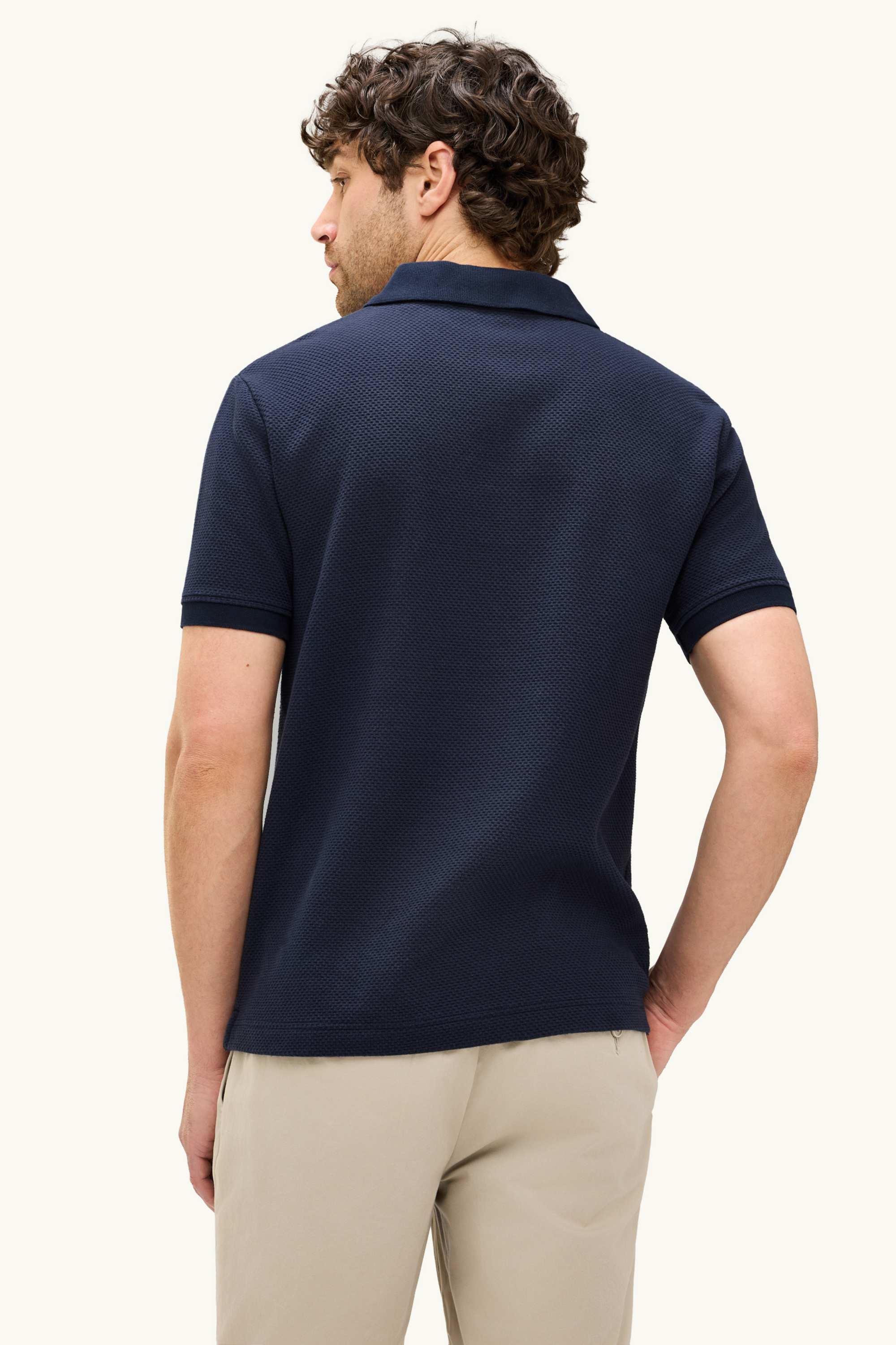 Polo shirt - regular fit - textured dark blue