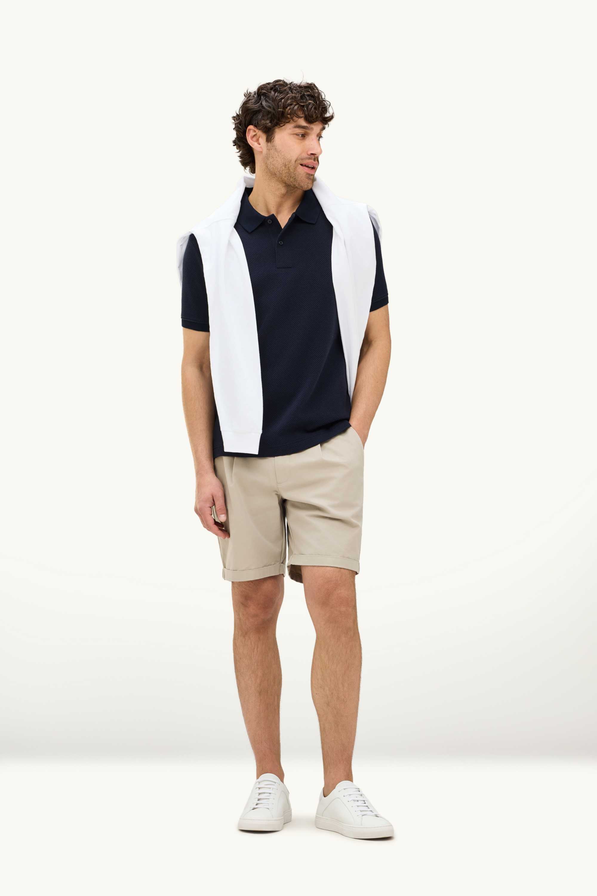 Polo shirt - regular fit - textured dark blue