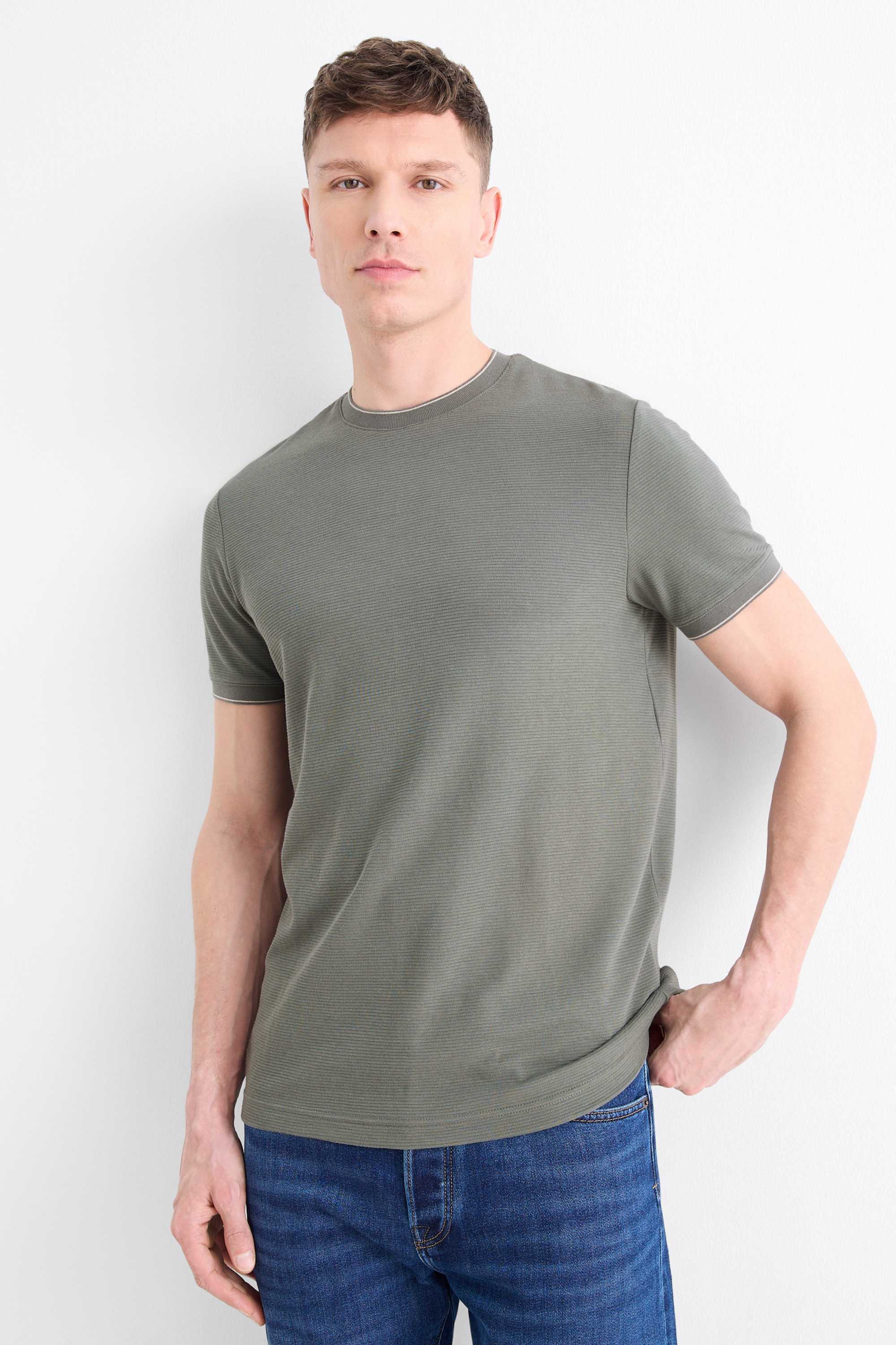 T-shirt - regular fit - textured khaki