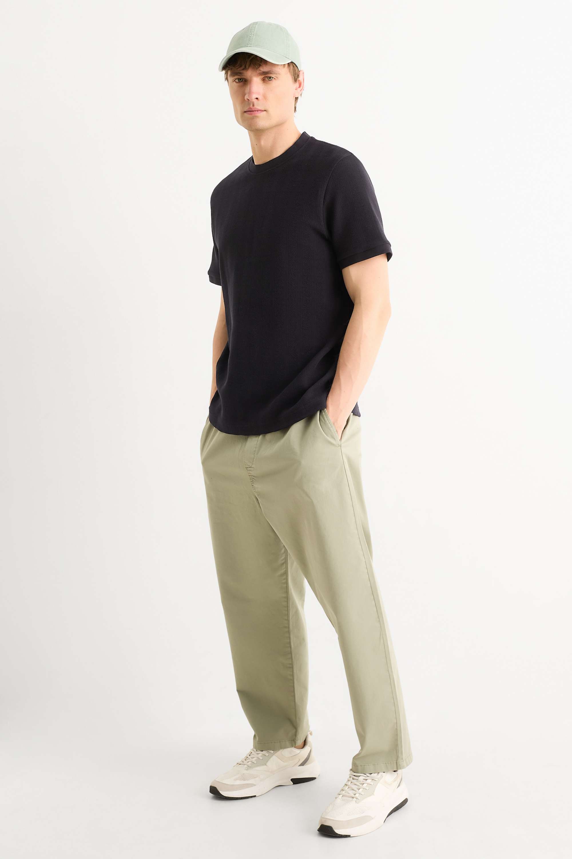 T-shirt - regular fit - textured black