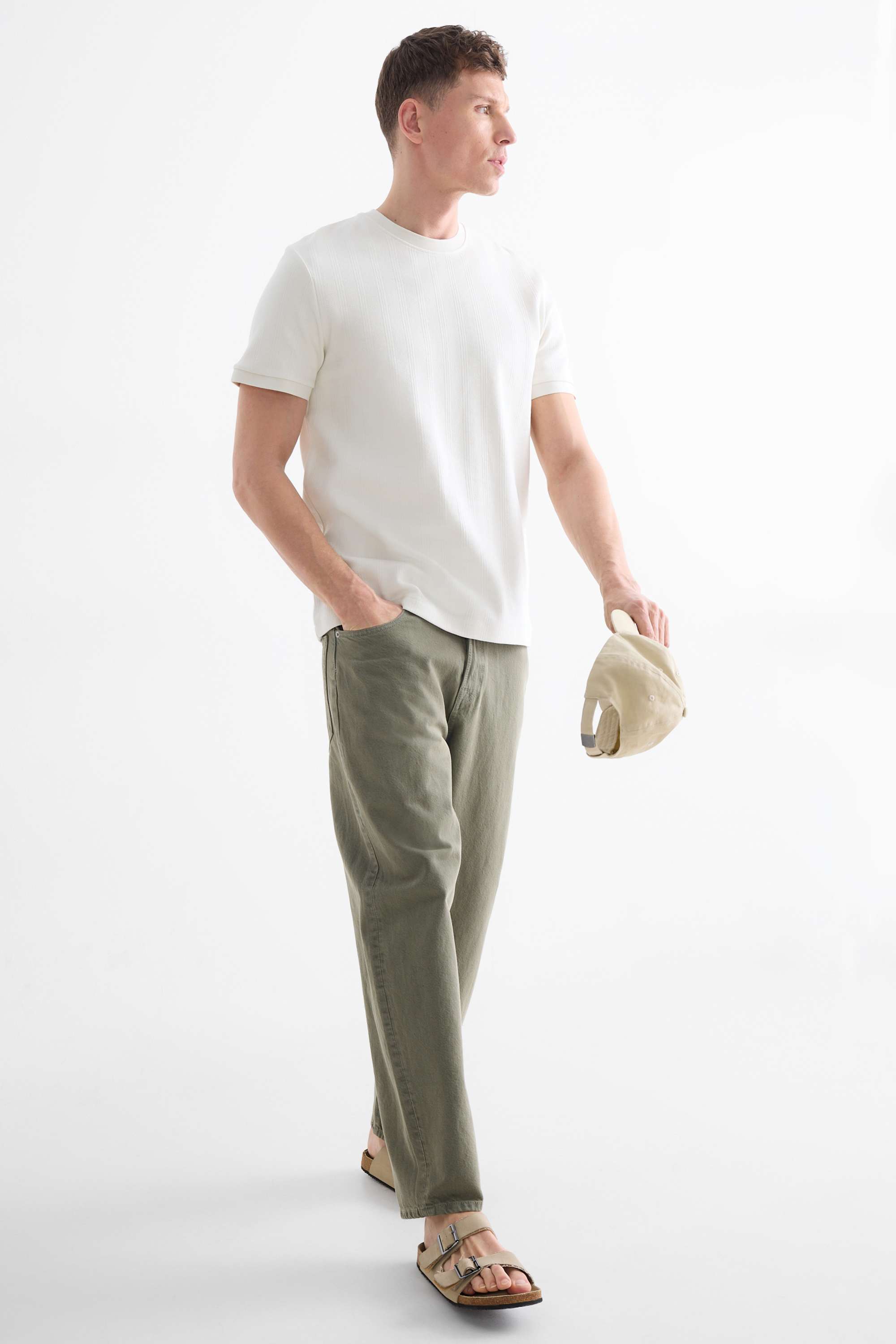 T-shirt - regular fit - textured cremewhite