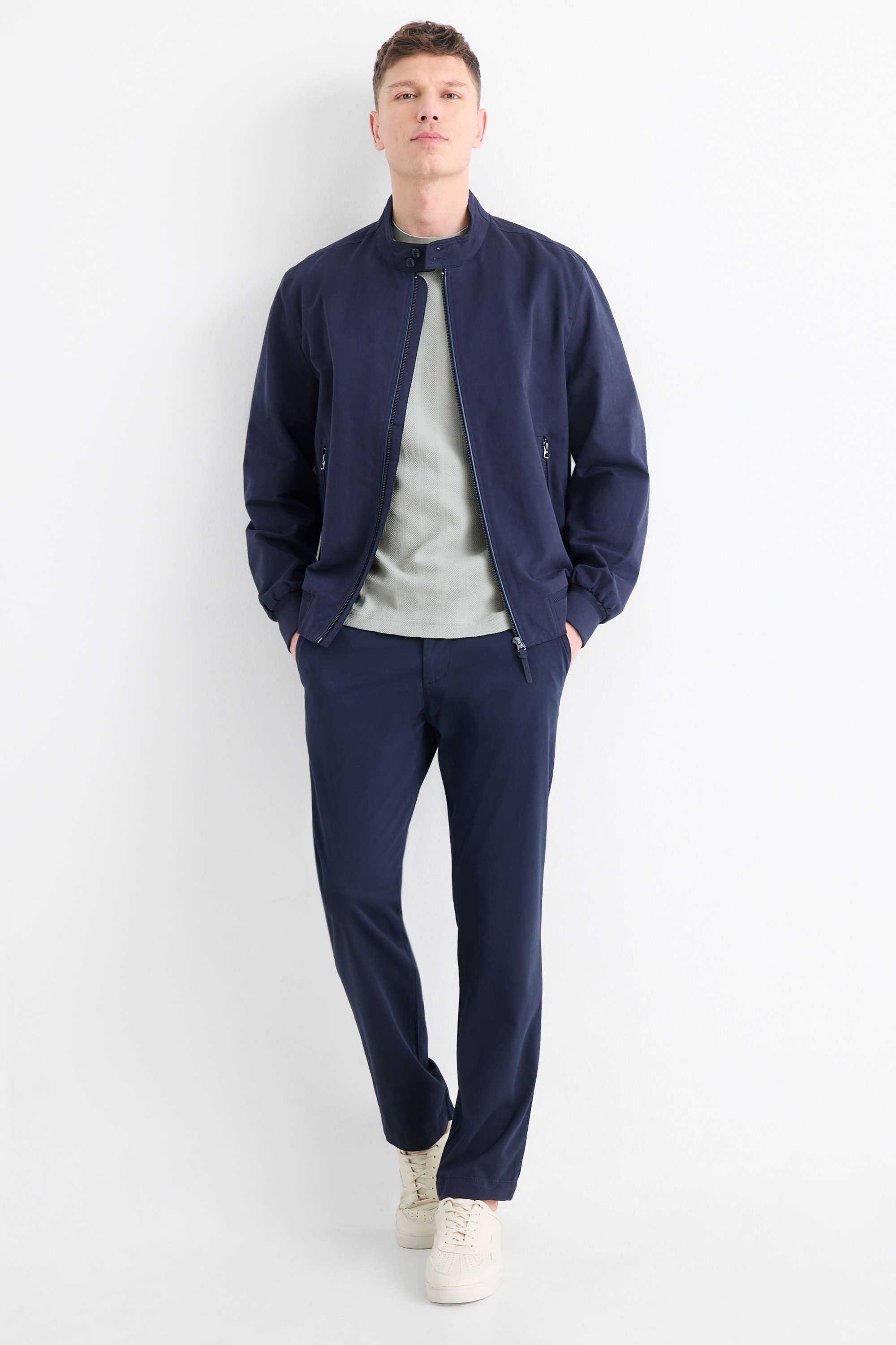 T-shirt - regular fit - textured light gray
