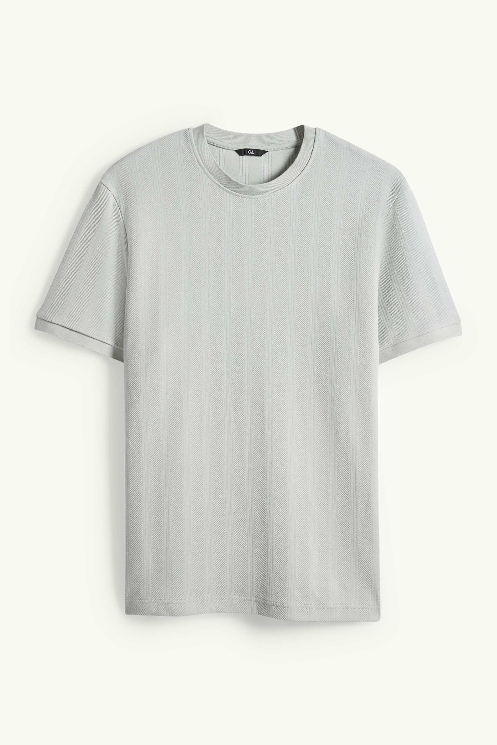 T-shirt - regular fit - textured light gray