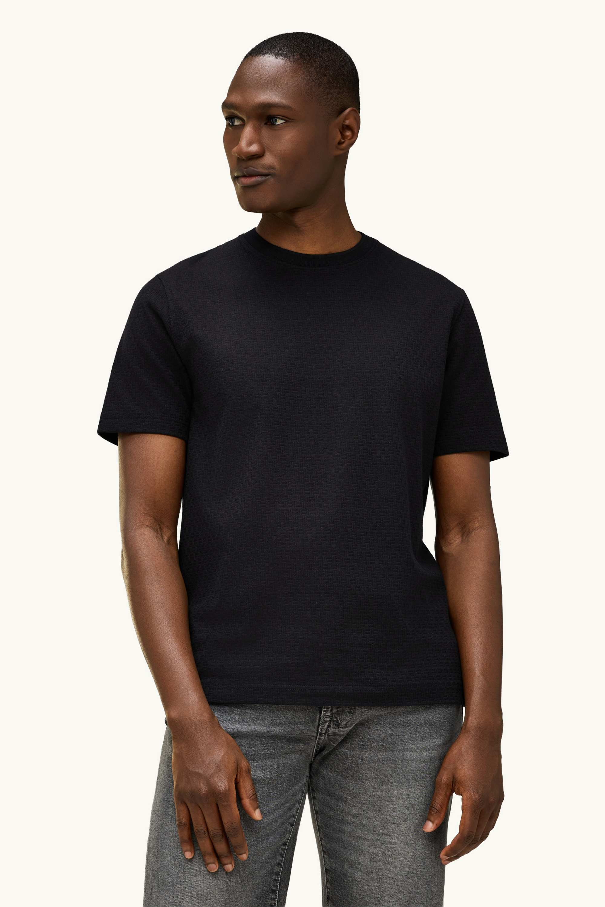 T-shirt - regular fit - textured black