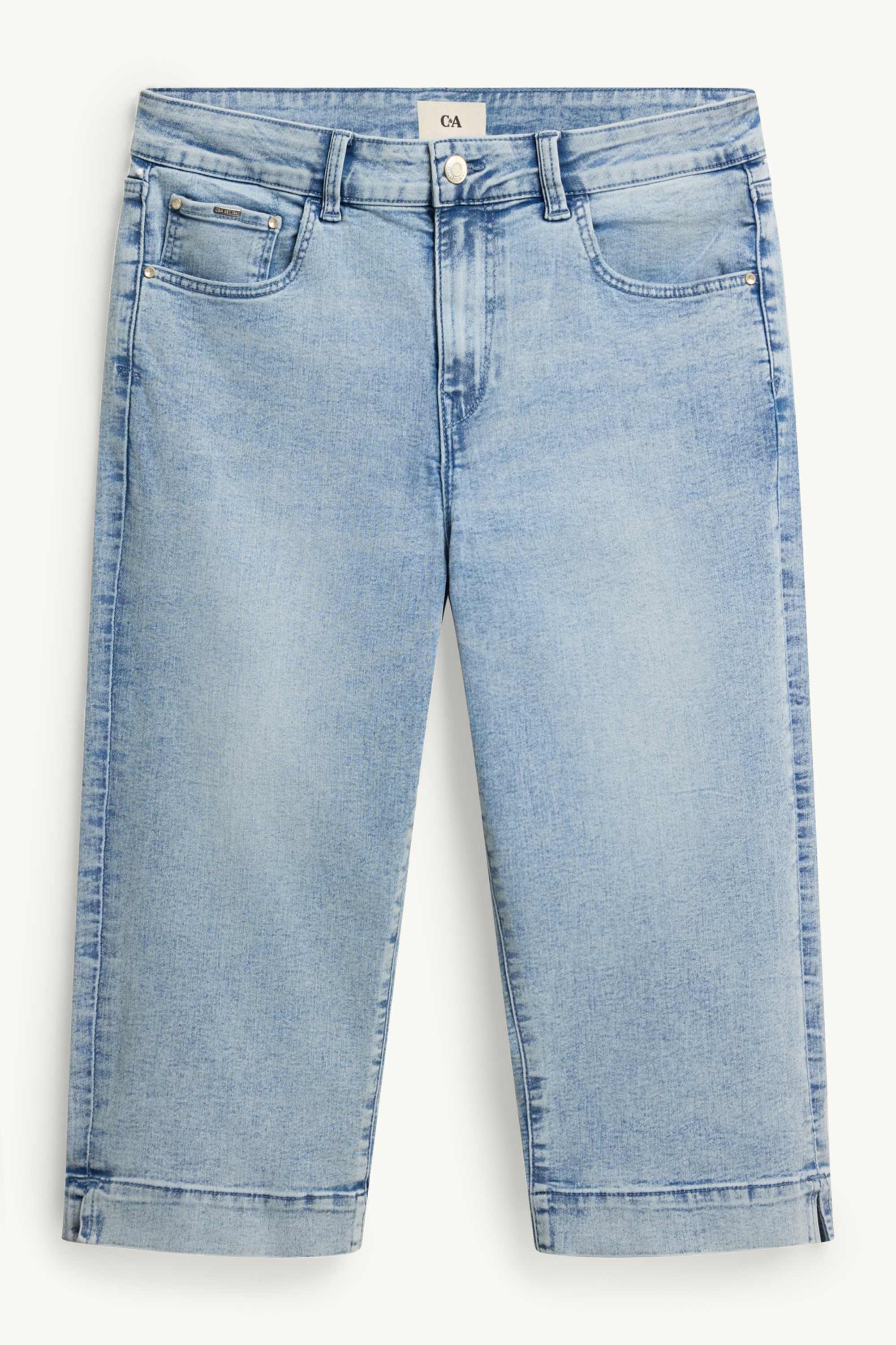 Capri jeans - mid-rise waist - slim fit denim-light blue