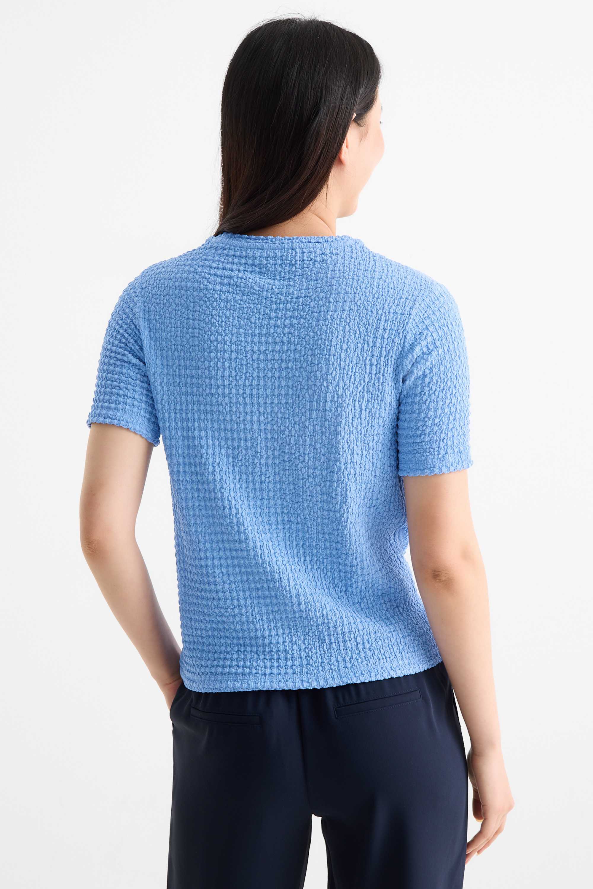 T-shirt - regular fit - textured blue