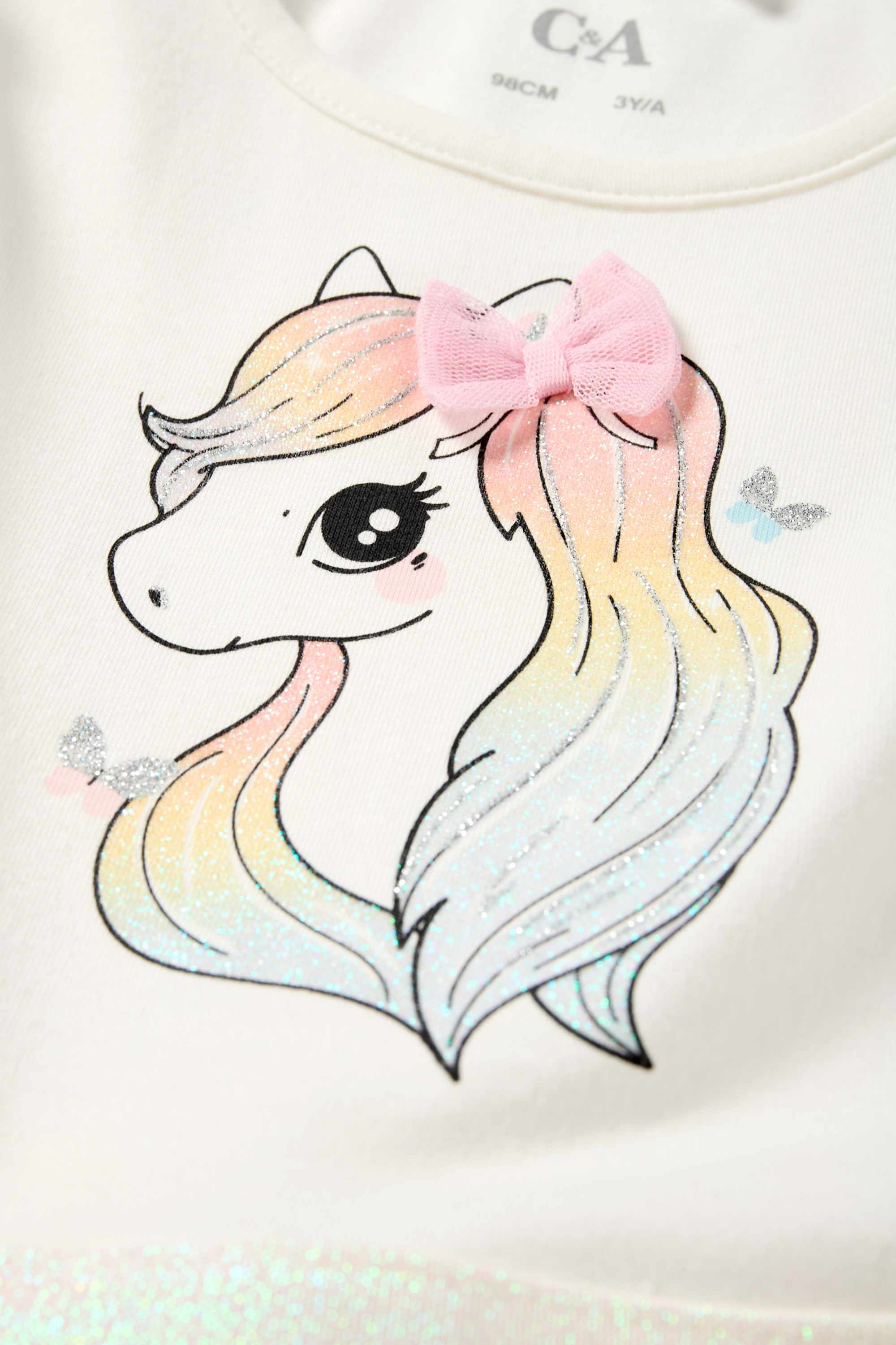 Unicorn - set - dress and mask - 2 piece - shiny cremewhite