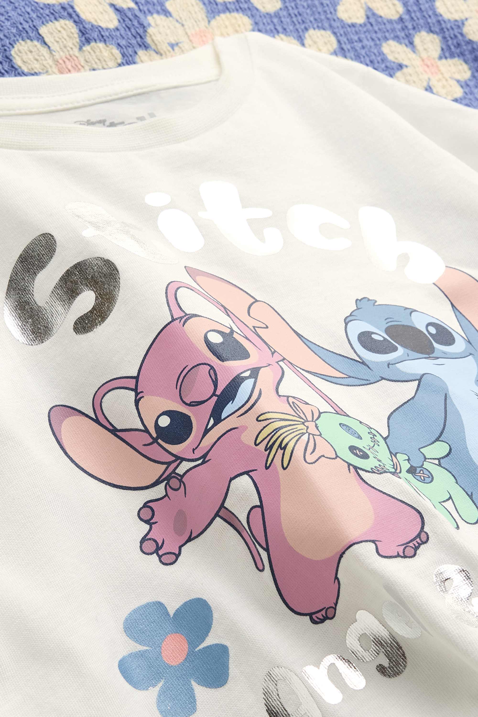 Lilo & Stitch - set - short sleeve T-shirt and cloth trousers white / blue