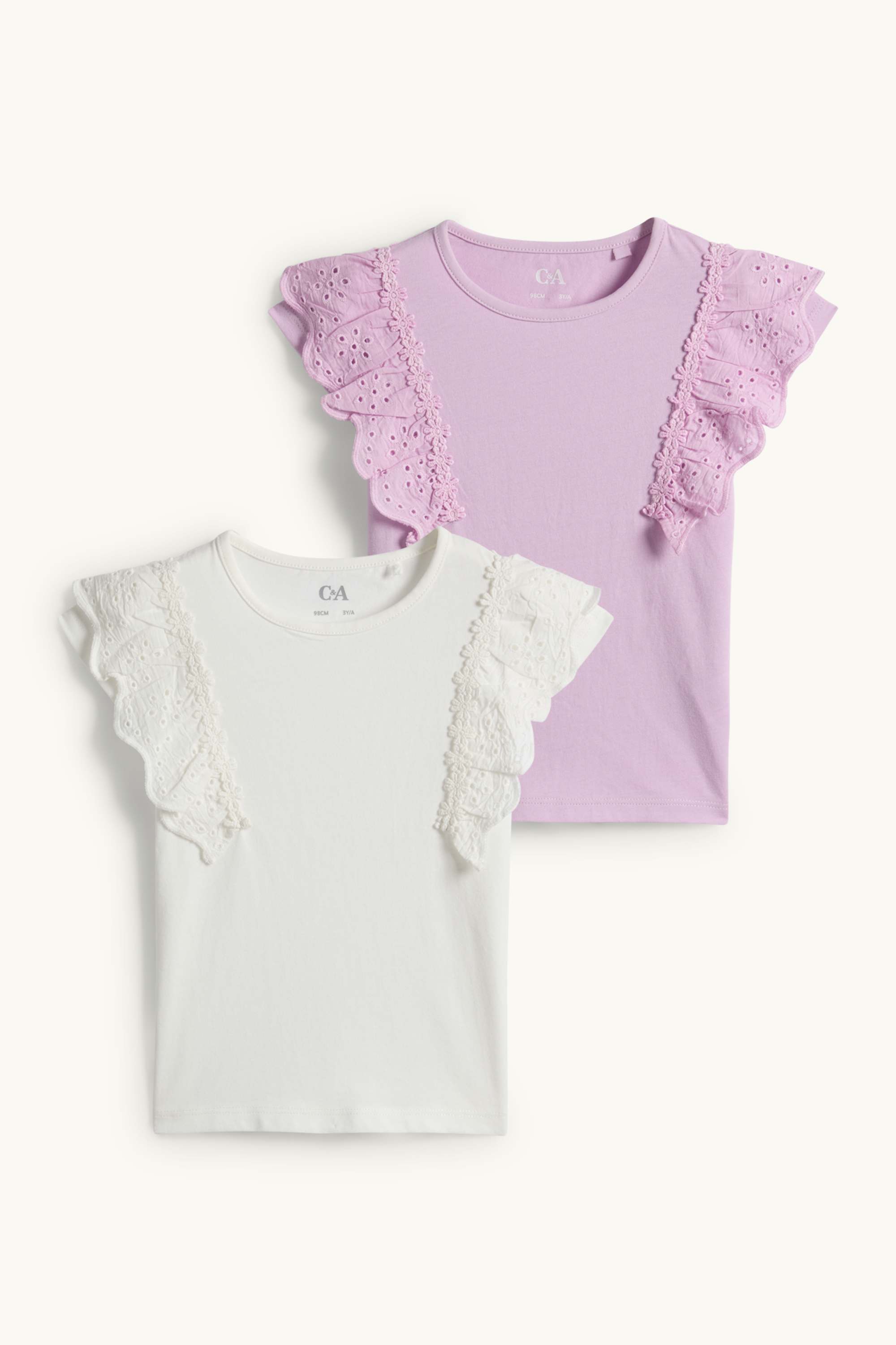 Multipack of 2 - short sleeve T-shirt - broderie anglaise light violet