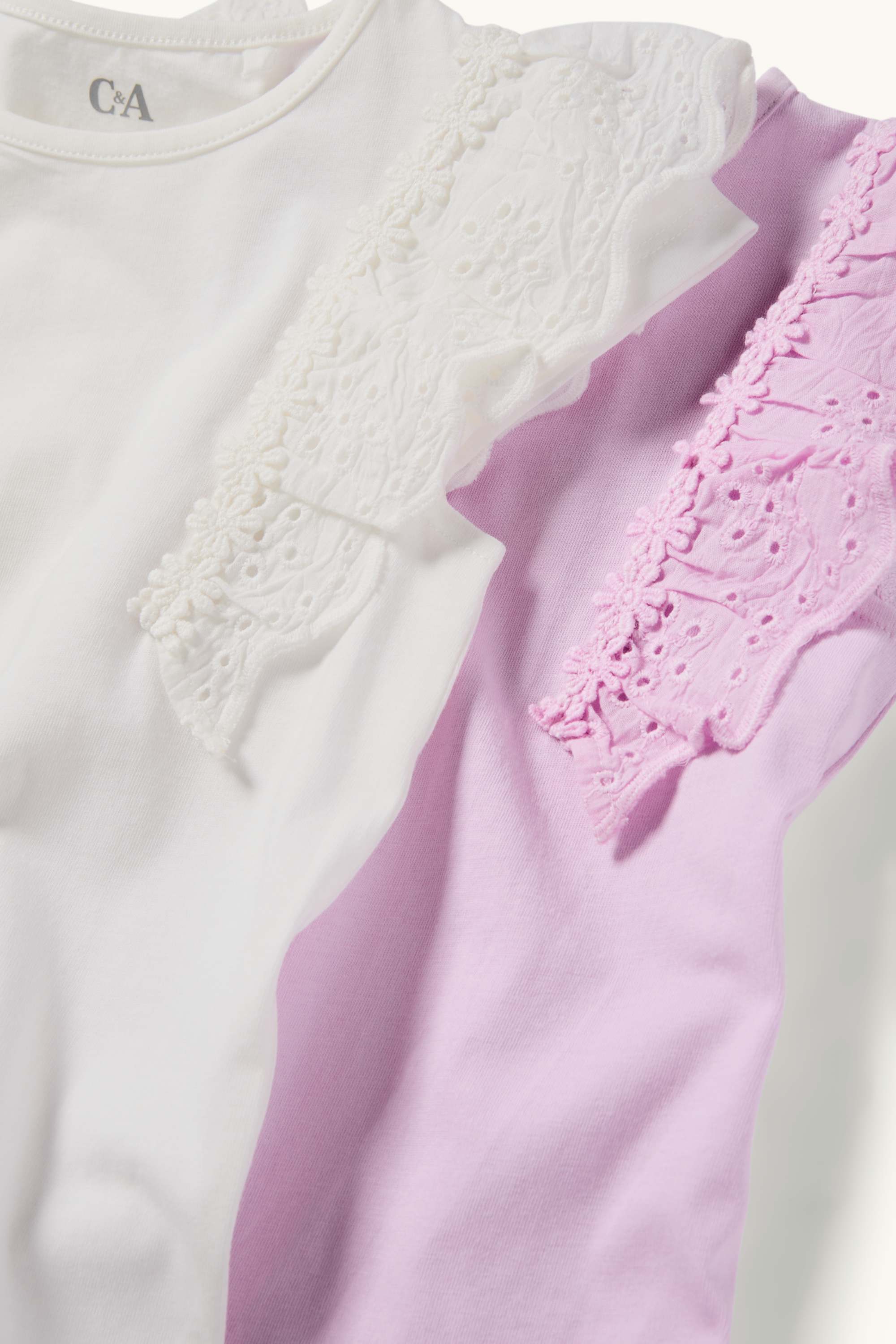 Multipack of 2 - short sleeve T-shirt - broderie anglaise light violet