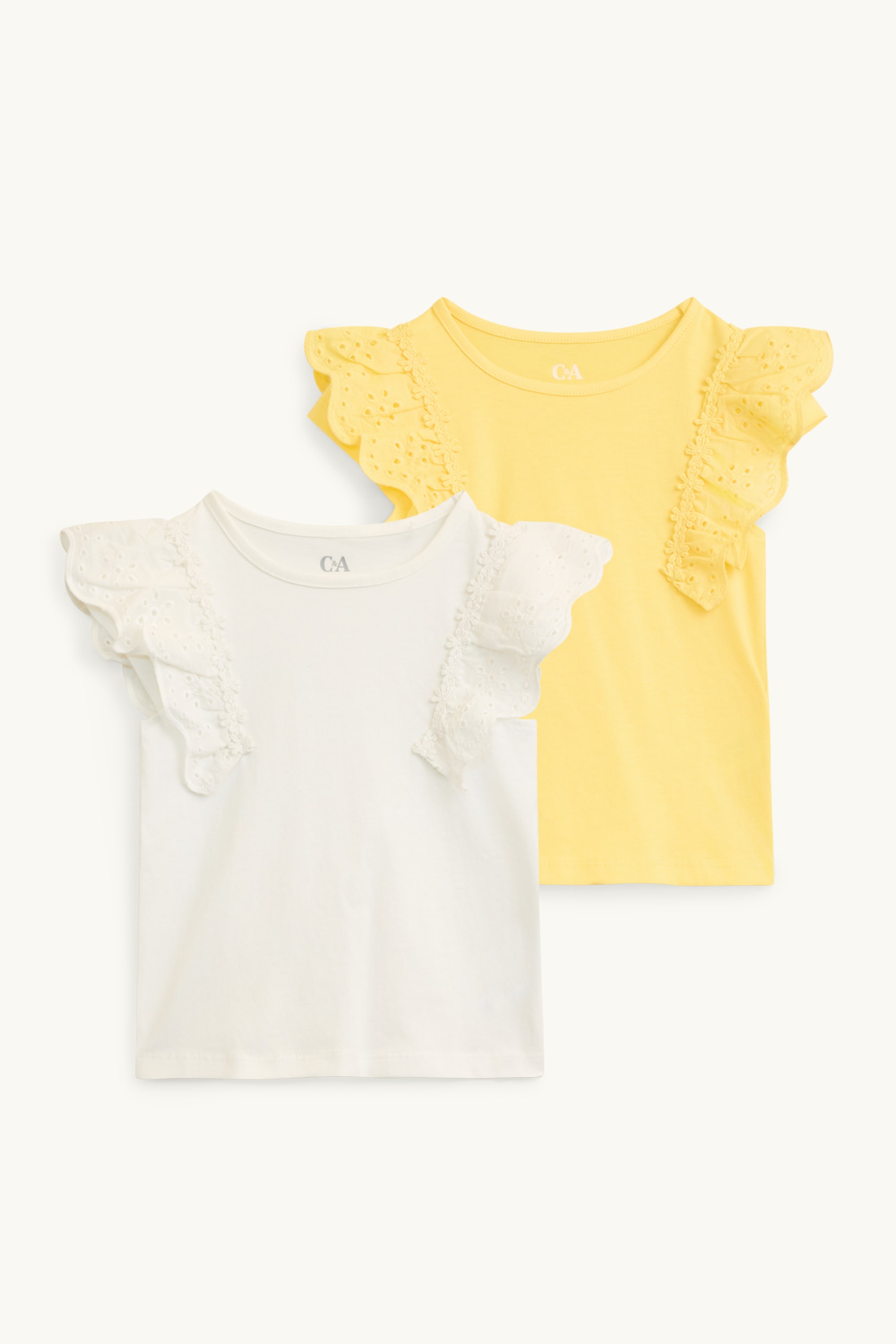Multipack of 2 - short sleeve T-shirt - broderie anglaise yellow
