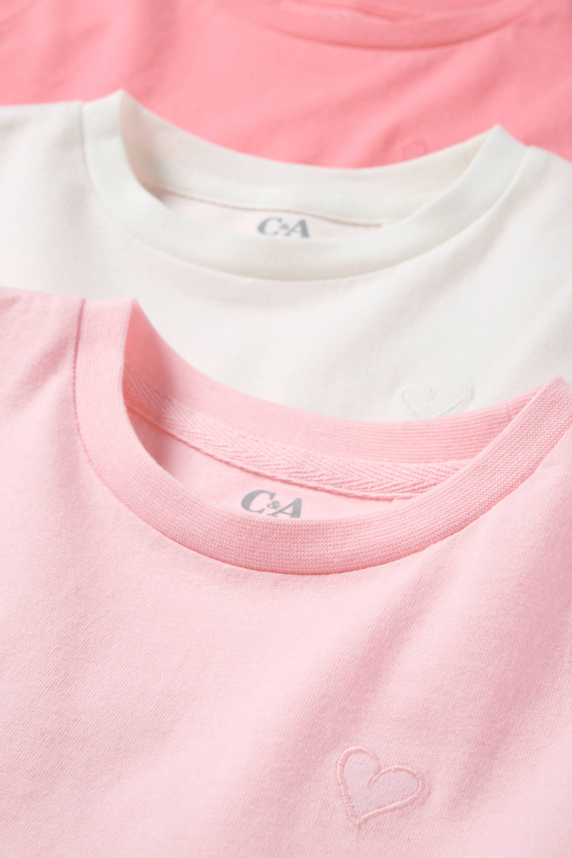 Multipack of 3 - heart - short sleeve T-shirt white / rose